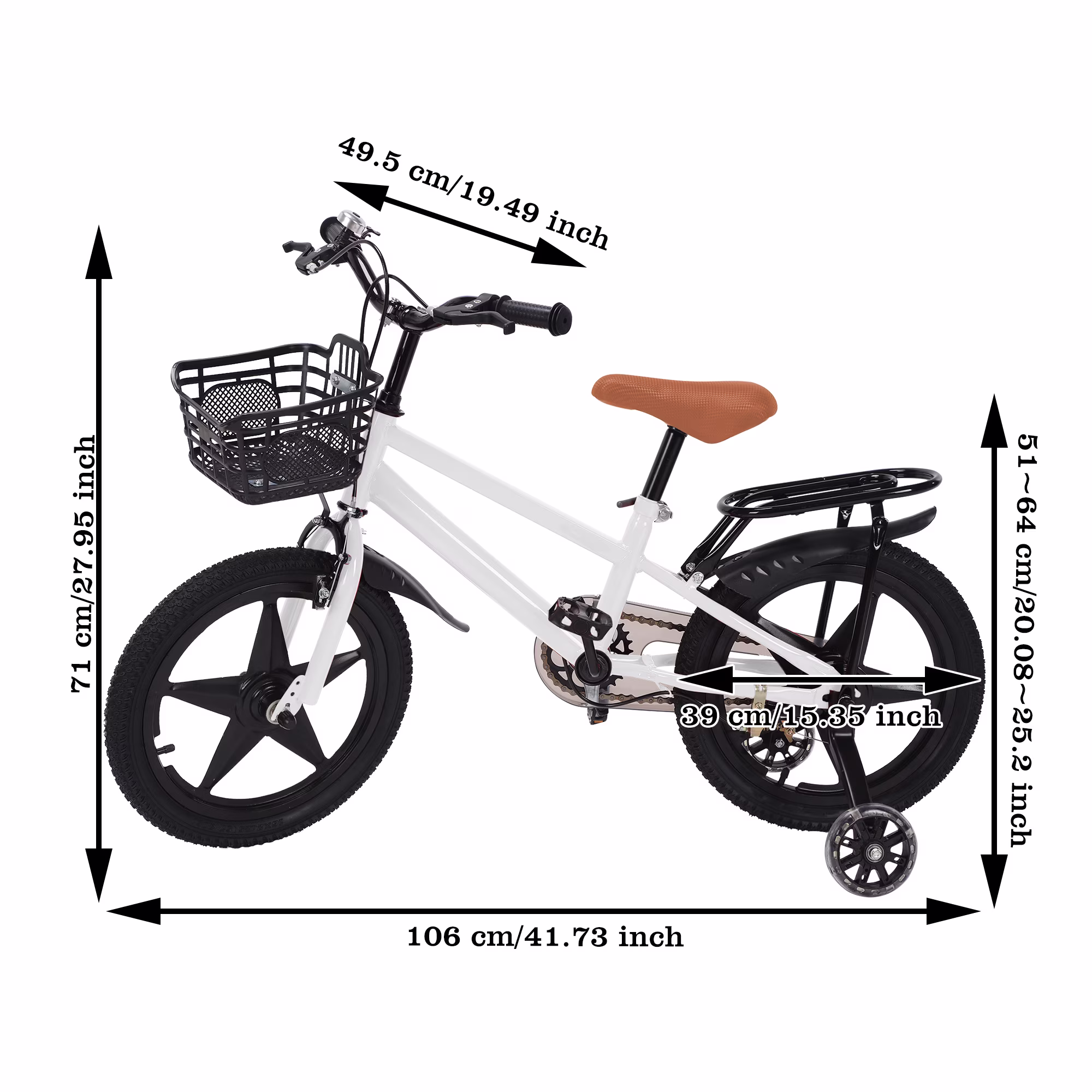 LELINTA Kids Bike Kids' Bicycle 2 Hand Brakes with Training Wheels Bell,Basket 16 Inch Children's Bicycle for Boys Girls Age 3-12 Years - Image 3