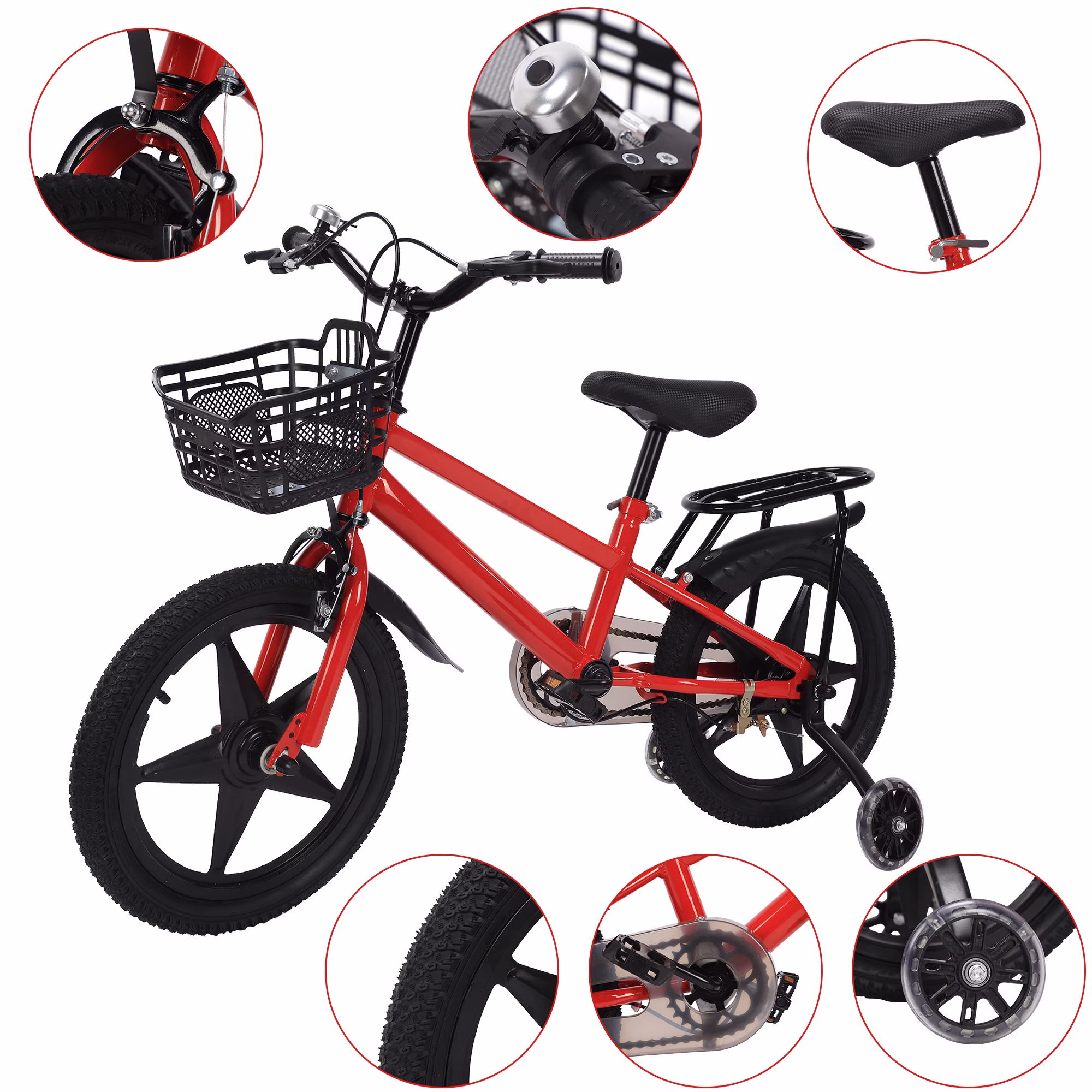 LELINTA Kids Bike Kids' Bicycle 2 Hand Brakes with Training Wheels Bell,Basket 16 Inch Children's Bicycle for Boys Girls Age 3-12 Years - Image 2