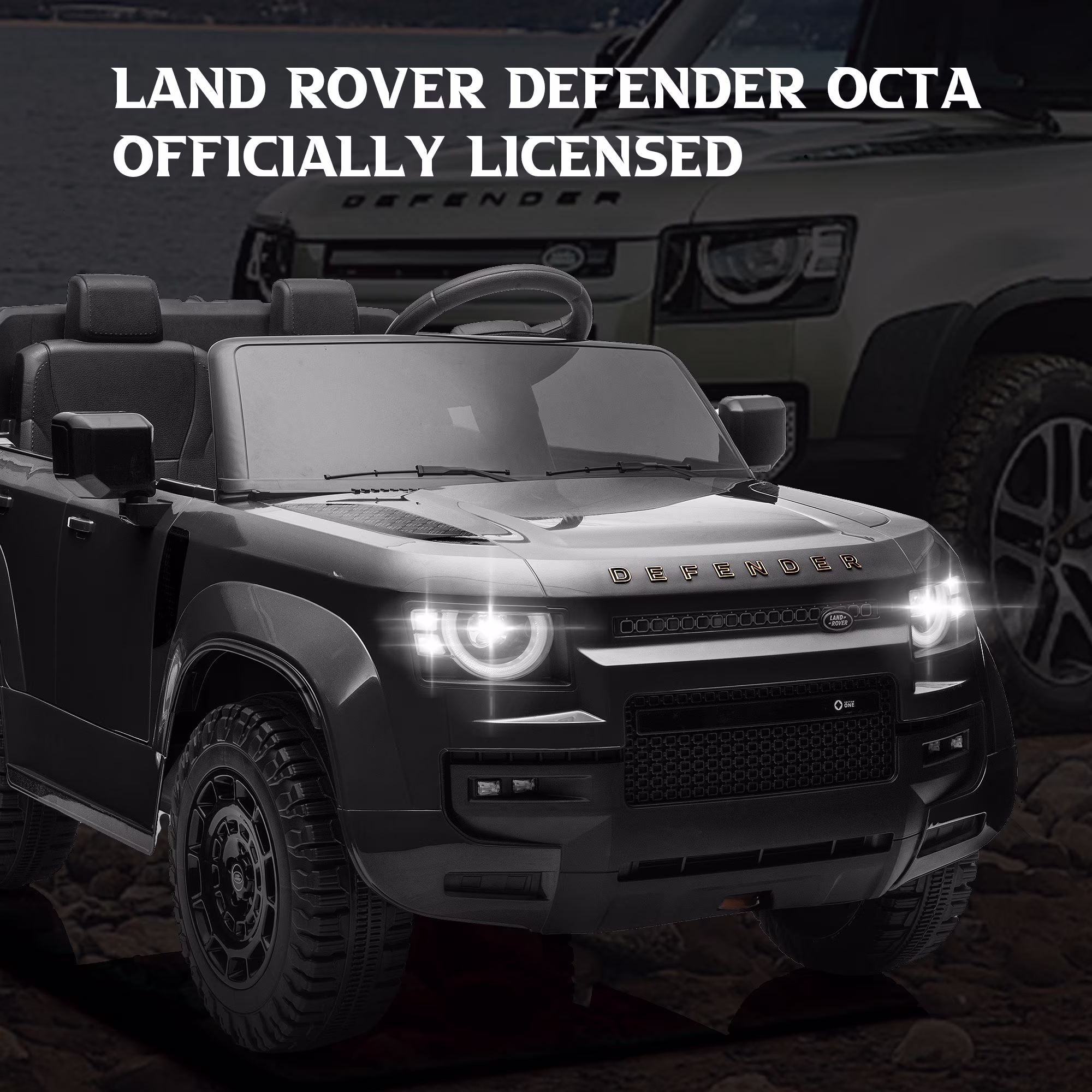 Letsgokid 24V 2 Seater Licensed Land Rover Defender Ride on Car with Parent Remote Control, 4WD, Toy Shovel, Soft Start, LED Lights, Music, Electric Ride on Car Toys for Kids 3+ - Image 3