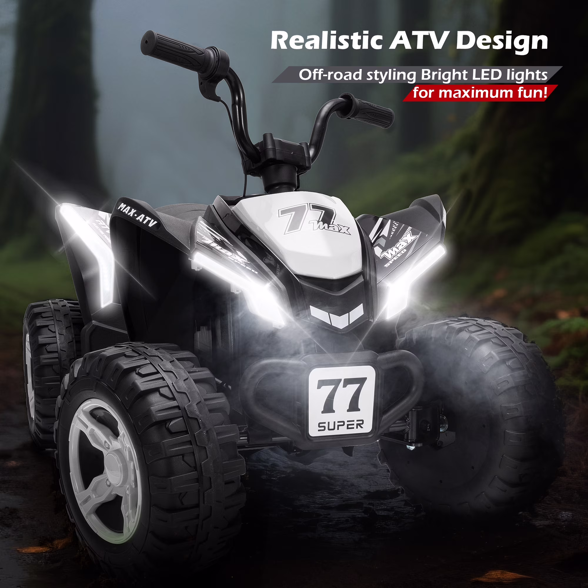 Letsgokid Kids ATV 4 Wheeler, 24V 2 Seater Electric ATV Ride On Toy for Big Kids with 110lb Weight Capacity, 200W Motor, 3.7Mph Max Speed, Spring Suspension, LED Lights, Music - Image 2