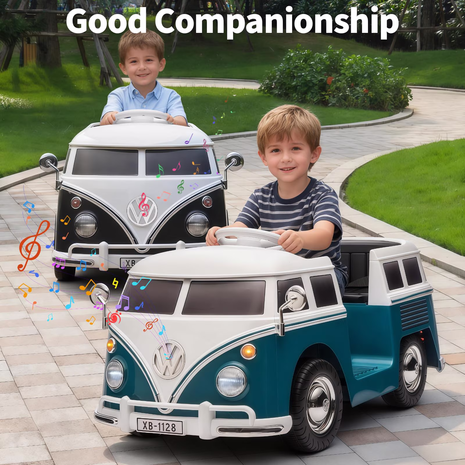 Licensed 6V Volkswagen Kids Electric Ride On Bus, Battery Powered Toddler Car with LED Lights Horn Music for Boys Girls - Image 3