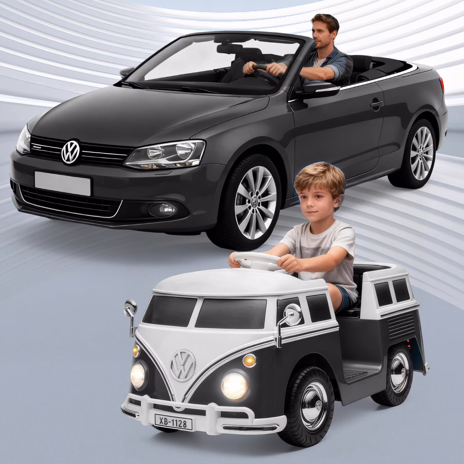 Licensed 6V Volkswagen Kids Electric Ride On Bus, Battery Powered Toddler Car with LED Lights Horn Music for Boys Girls - Image 4