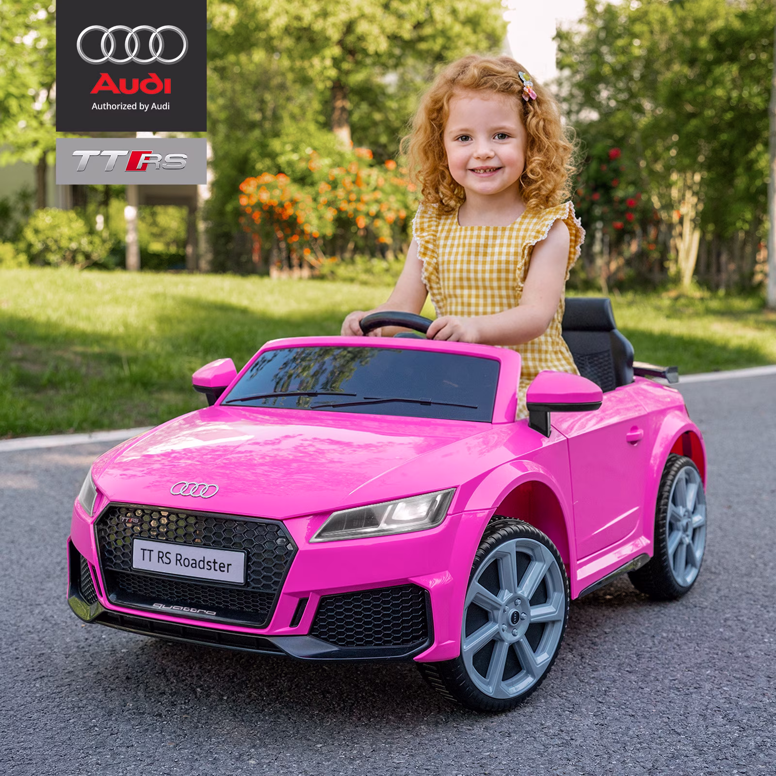 Licensed Audi 24V Kids Ride on Car, Electric Ride-on Toy for Toddlers 1-3 with Remote & Bluetooth - Pink - Image 5