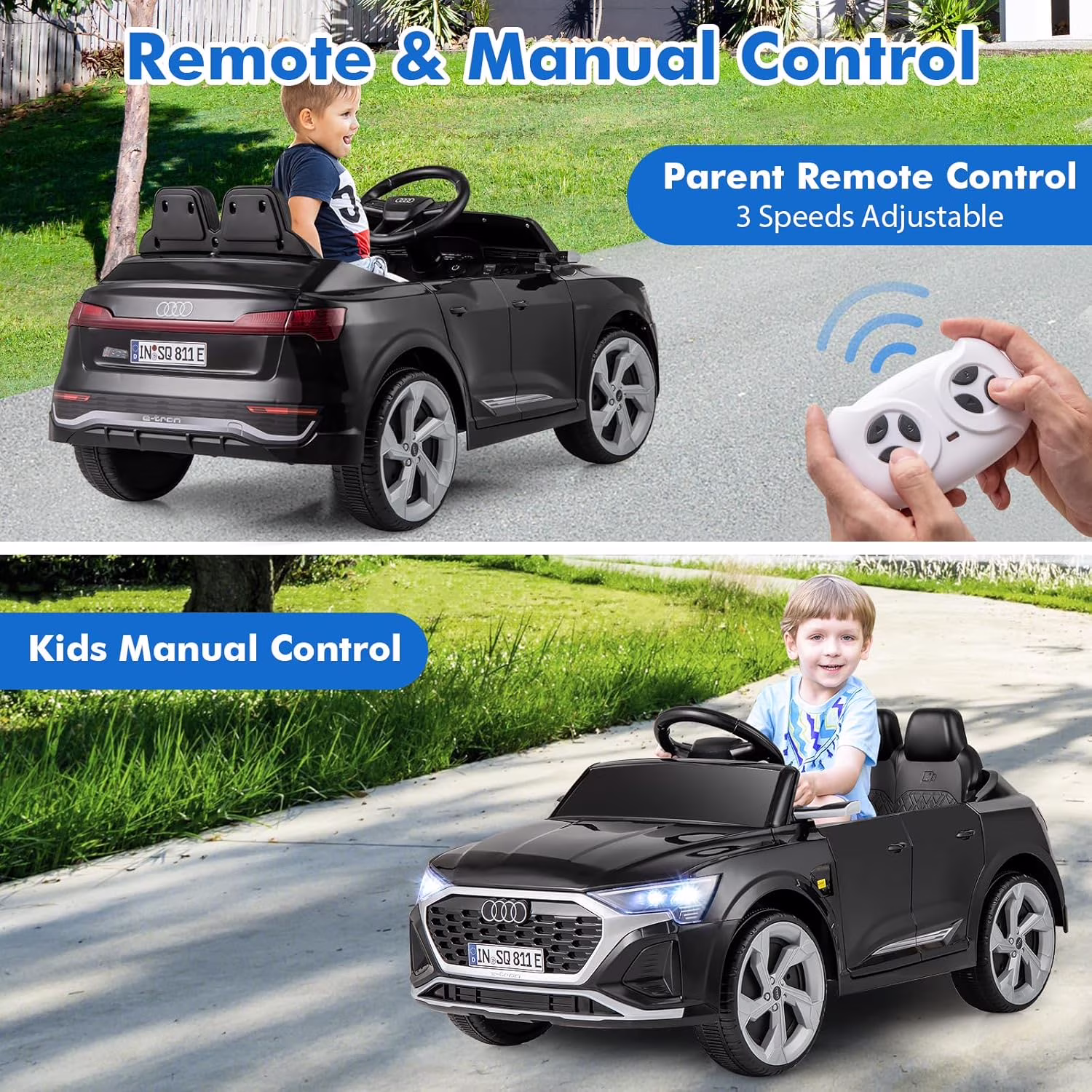Licensed Audi SQ8 Ride on Car by OLAKIDS, Battery Powered Electric Vehicle for with Remote Control, Adjustable Music, LED Lights, Suspension, Driving Toy Gift for Kids Toddler Age 3+ - Image 4