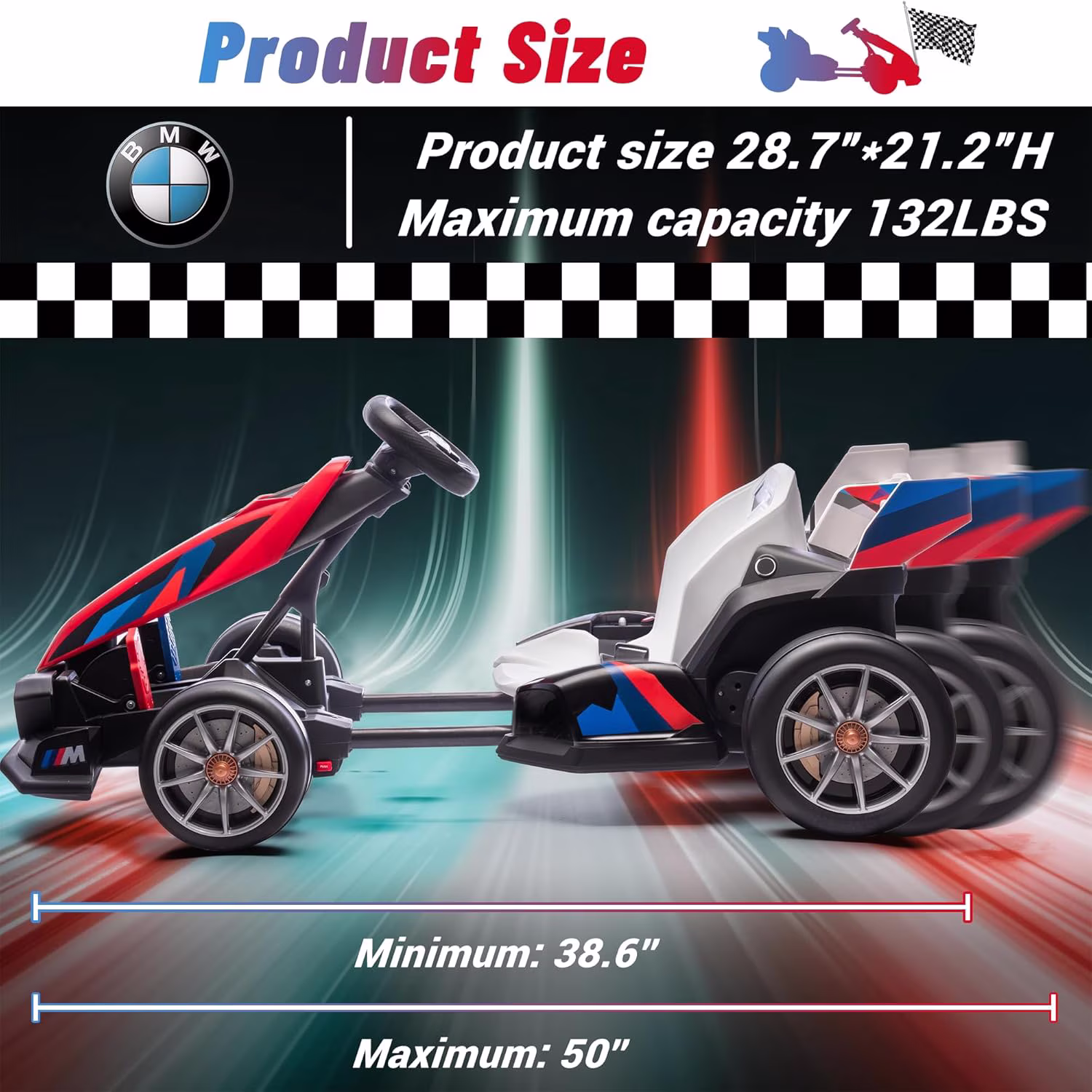 Licensed BMW Electric Go Kart for Kids 6-12, 24V 9AH Drift Kart Ride on Toys, Dual 200W Motors, Adjustable Seat, Drift Mode, 2 Speed, LED Lights - Image 2