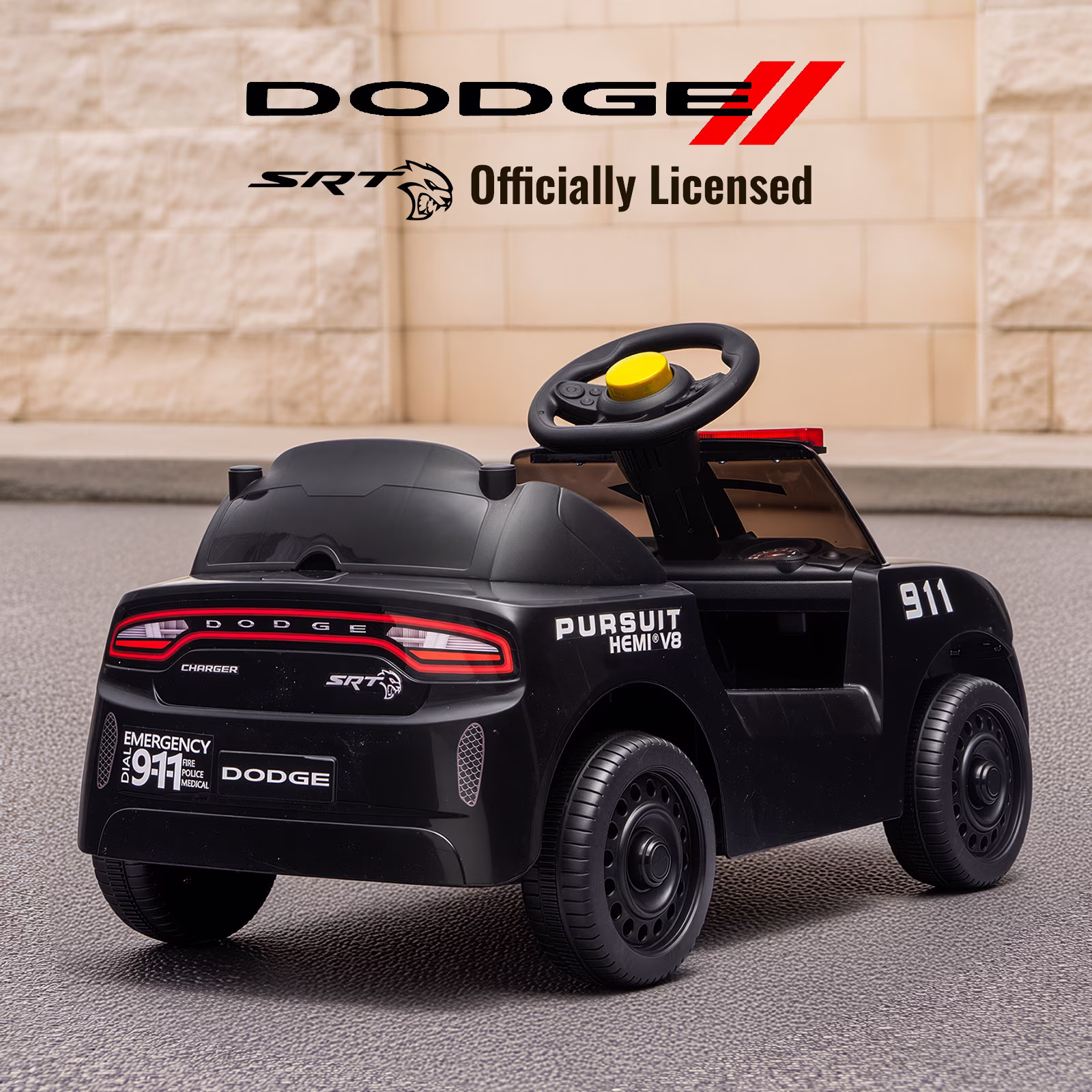 Licensed Dodge Ride on Toy, Toddler Electric Police Car for Kids 1 to 3 with Lights,Music - Image 2