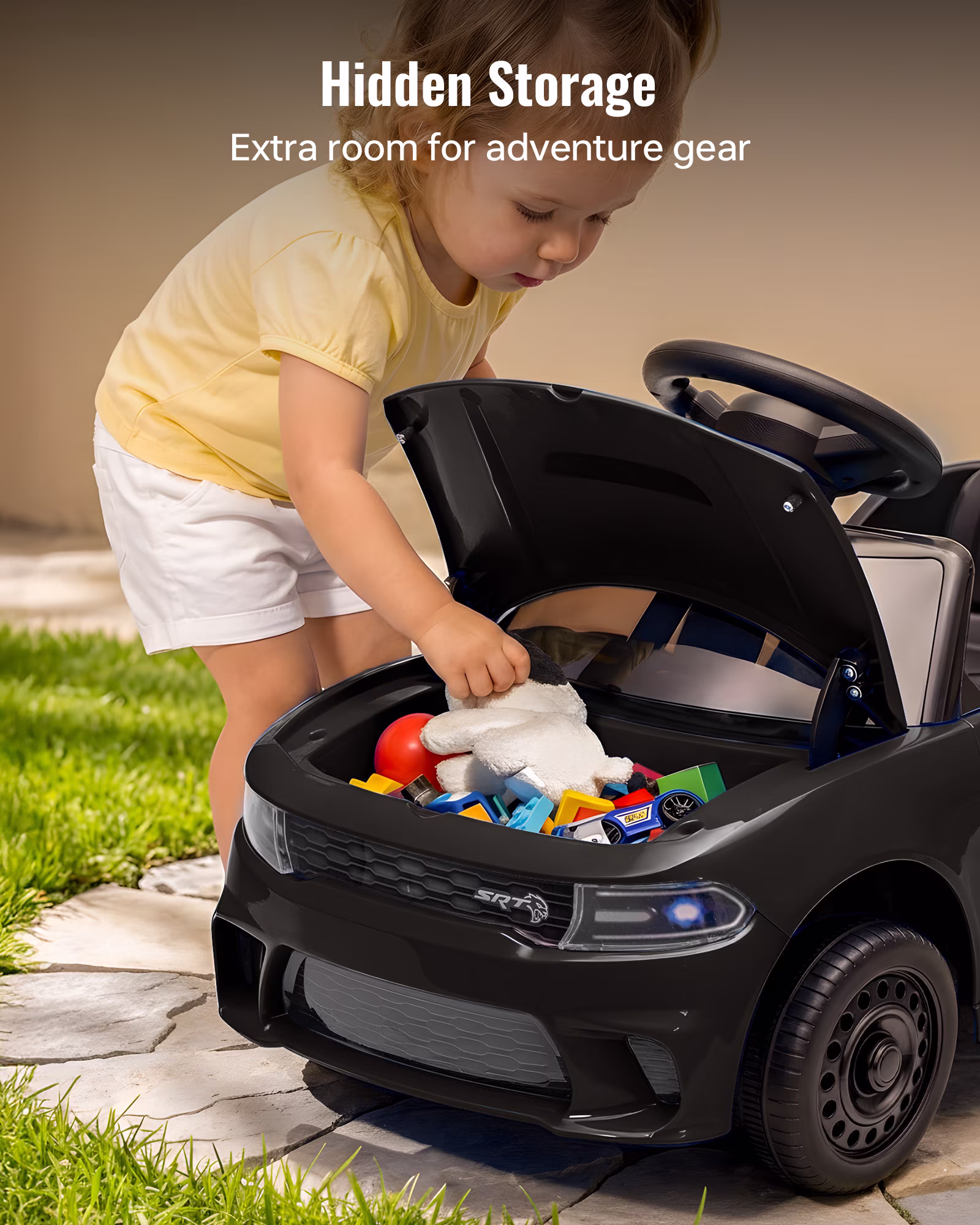 Licensed Dodge SRT Push Car with Handle, Ride on Toys for Toddlers Ages 1‑3,Black - Image 5