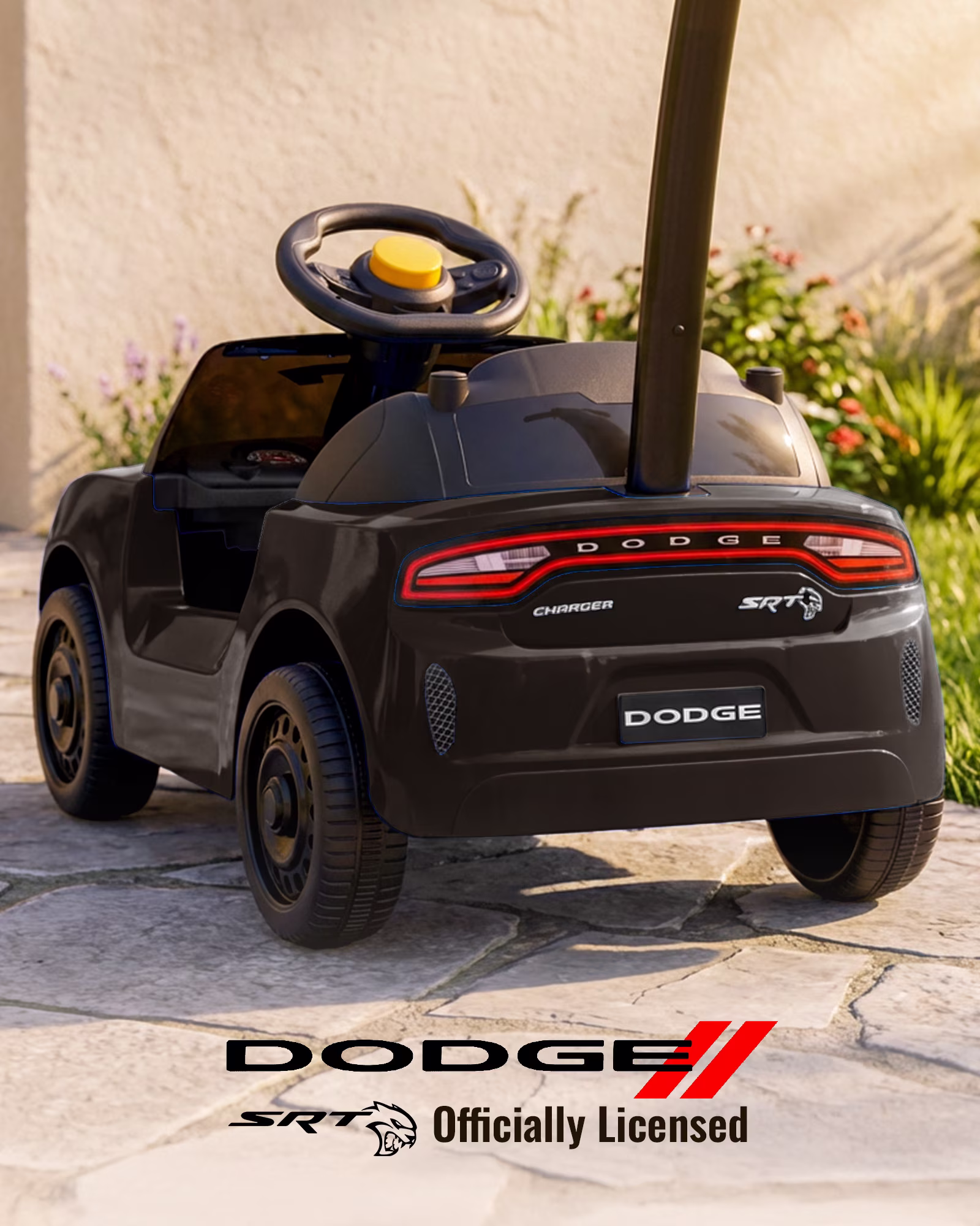 Licensed Dodge SRT Push Car with Handle, Ride on Toys for Toddlers Ages 1‑3,Black - Image 2