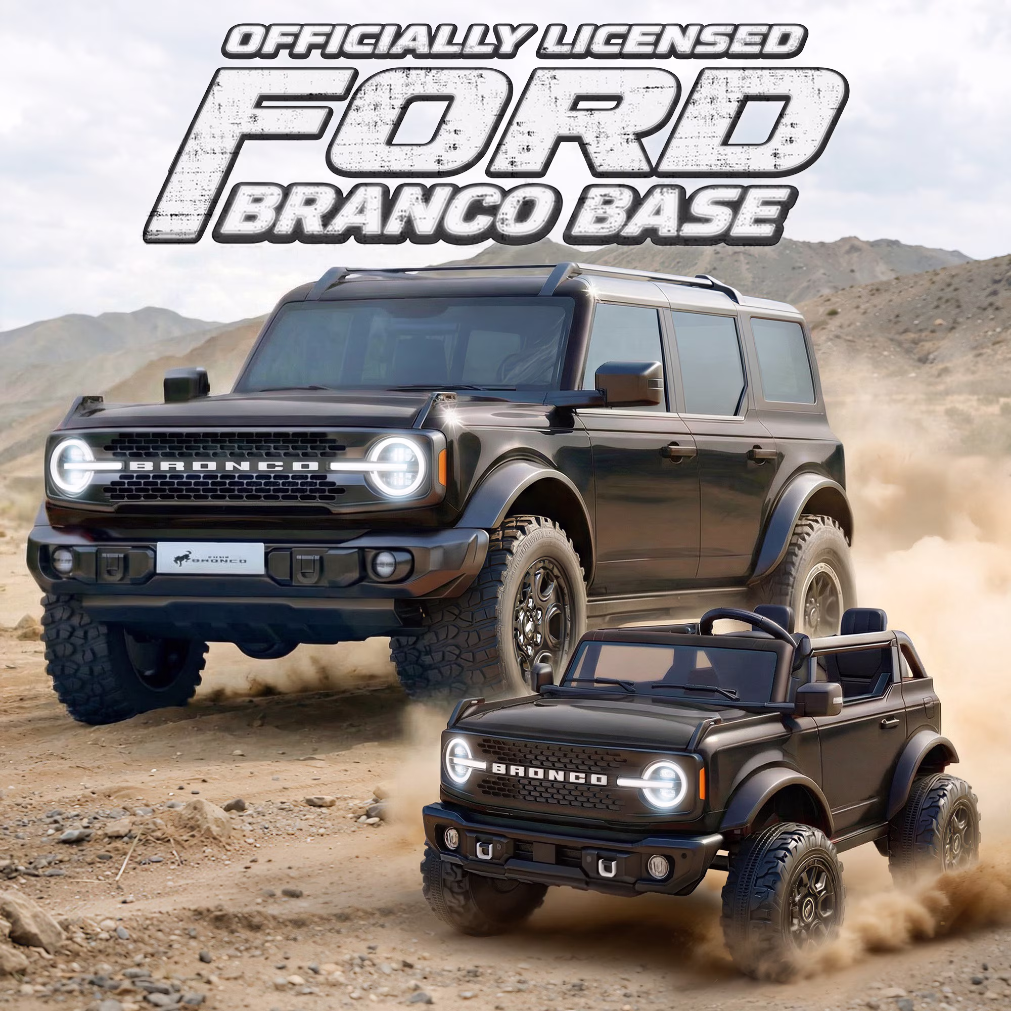 Licensed Ford Bronco 24V 2 Seater Truck Battery Powered Ride on with Remote Control & Bluetooth, Electric Car for Kids Toddler, Black - Image 4