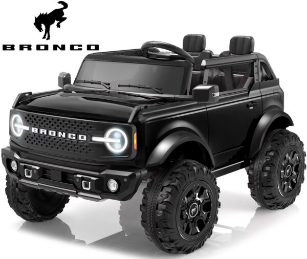 Licensed Ford Bronco 24V 2 Seater Truck Battery Powered Ride on with Remote Control & Bluetooth, Electric Car for Kids Toddler, Black