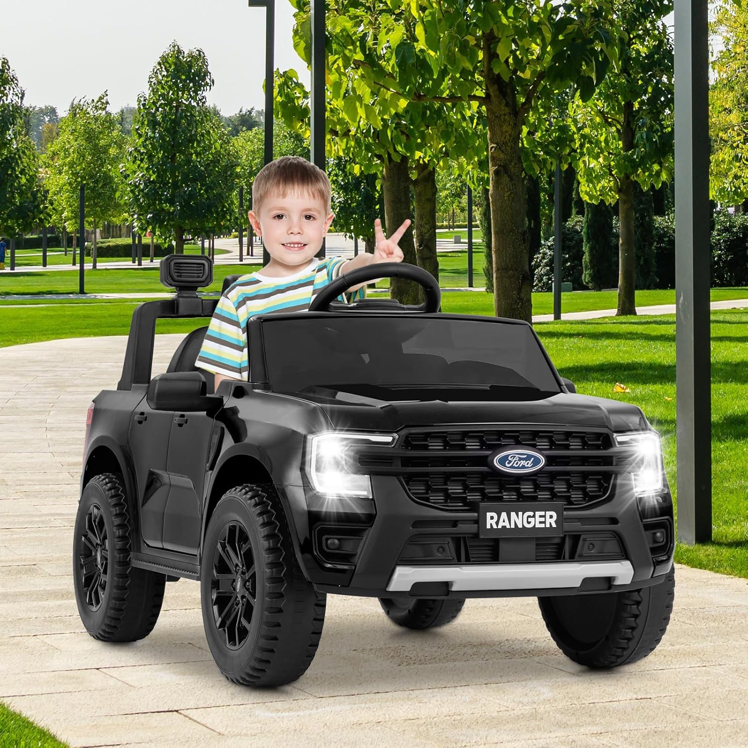 Licensed Ford Ranger Ride on Car for Kids by OLAKIDS, 12V Electric Vehicle with Remote Control, Toddlers Battery Powered Toy Gift with 2 Speeds, Wheels Suspension, Storage Space, Bluetooth USB - Image 4