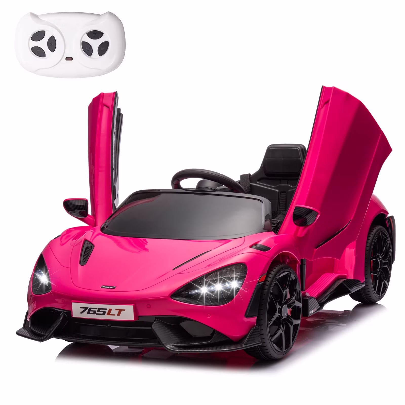 Licensed McLaren765LT Electric Ride on Cars for Kids, 12V Powered Ride on Toys with Parent Remote Control, Electric Car for 3-6 w/Music Player/LED Lights/Safety Belt, Pink