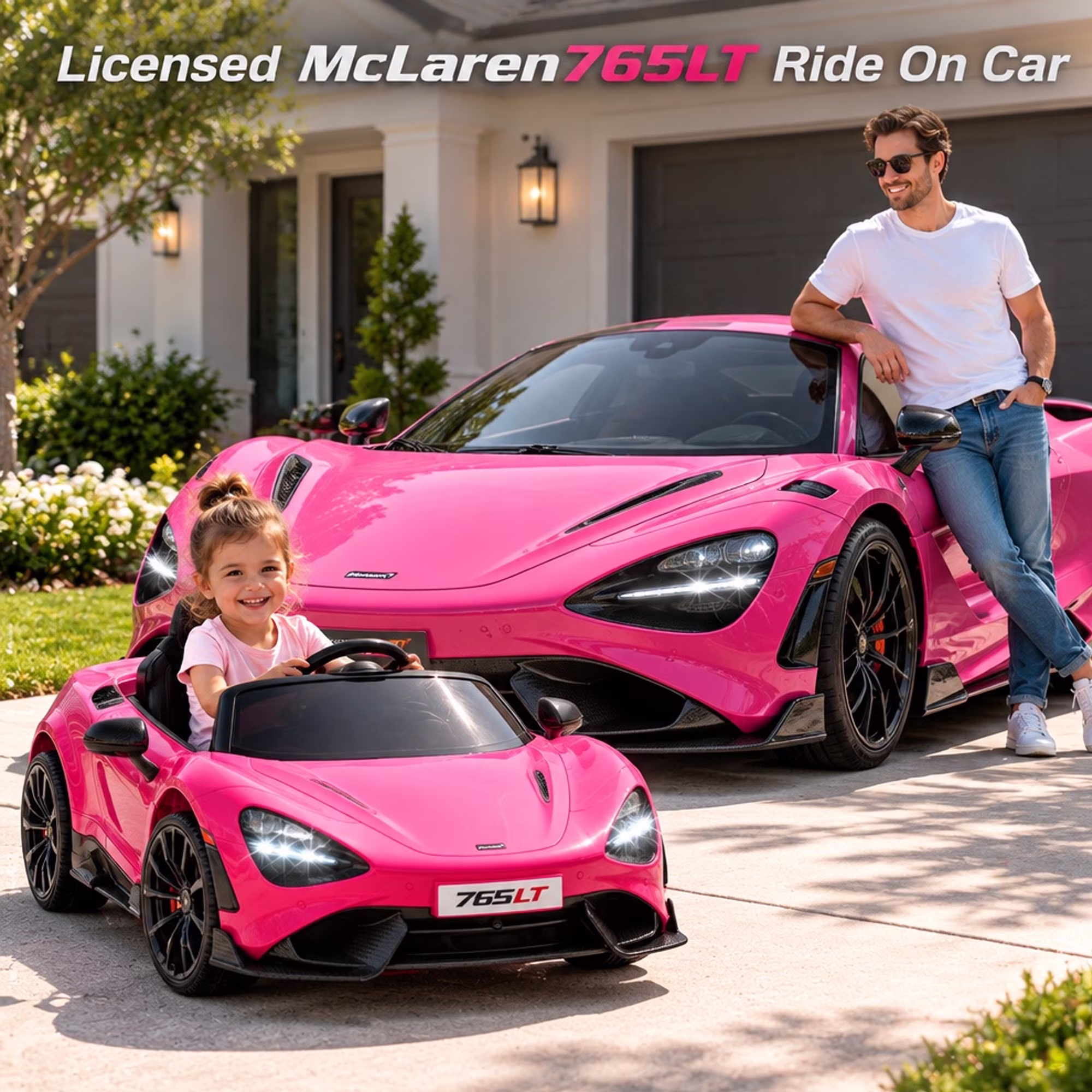 Licensed McLaren765LT Electric Ride on Cars for Kids, 12V Powered Ride on Toys with Parent Remote Control, Electric Car for 3-6 w/Music Player/LED Lights/Safety Belt, Pink - Image 4