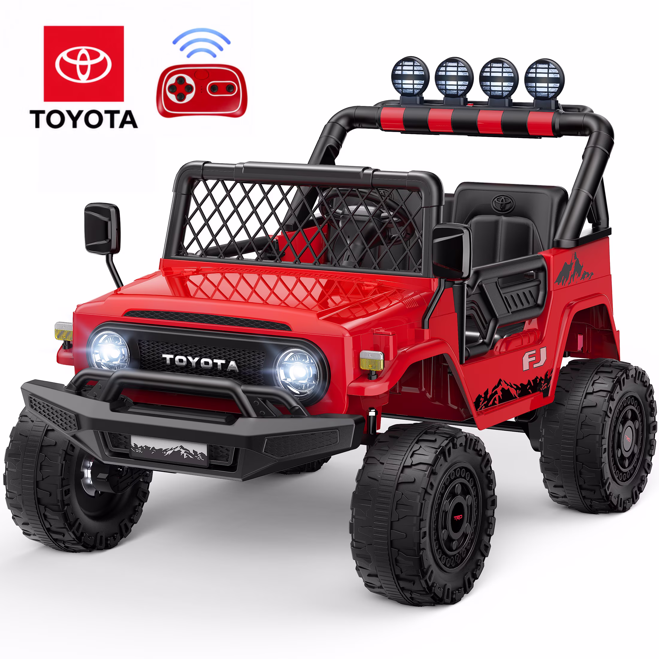 Licensed Toyota FJ 24V Ride On Toys, 4WD 2 Seater Electric Car, Ages 3