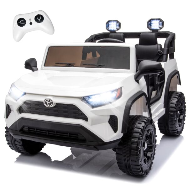 Licensed Toyota RAV4 24V 800W Ride On Toys, 4WD 2 Seater Ride On Car with Remote Control, Powered Toys Car w/ 4 Wheels Spring Suspension, Bluetooth, Music, 3 Speeds, Ages 3-8 - White