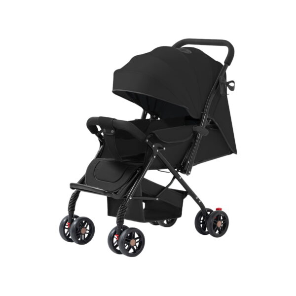 Lightweight Portable Baby Stroller, Two-Way Reversible Handle Stroller with Full Recline Seat, UV Protection Canopy & Storage Basket for Newborn Toddlers