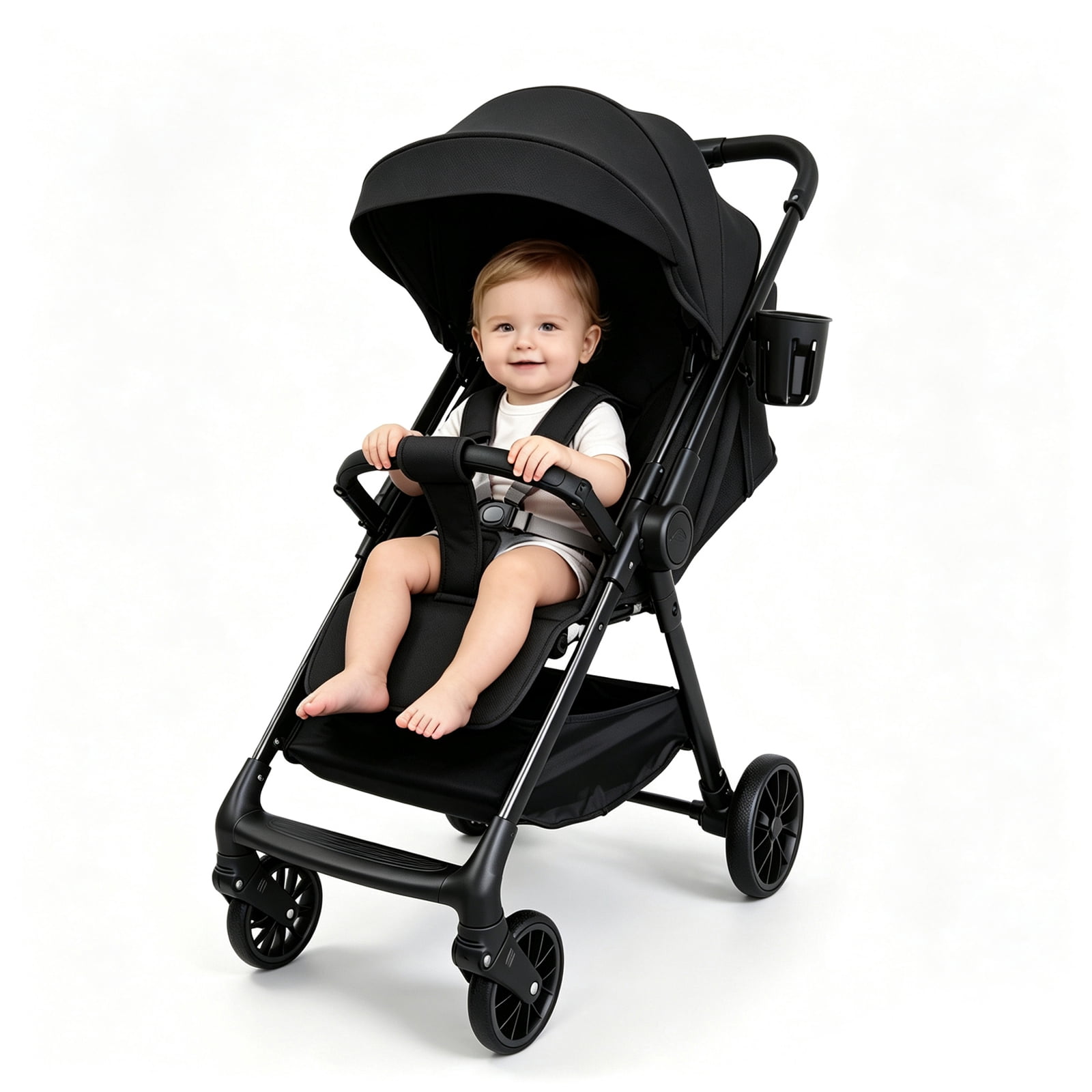 Lightweight Travel Baby Stroller, Fold Infant Pushchair & Pram for 0-3 Years Old,Compact,Folding,Unisex,Black