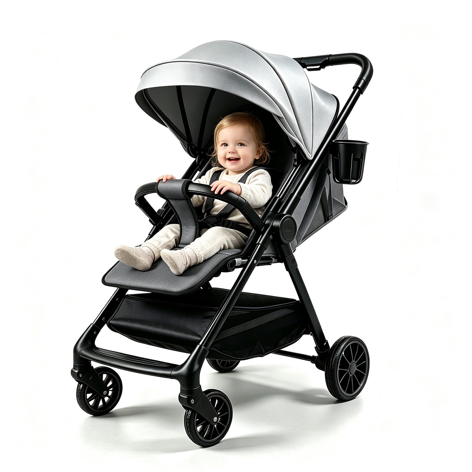 Lightweight Travel Baby Stroller, Fold Infant Pushchair & Pram for 0-3 Years Old,Compact,Folding,Unisex,GREY - Image 5