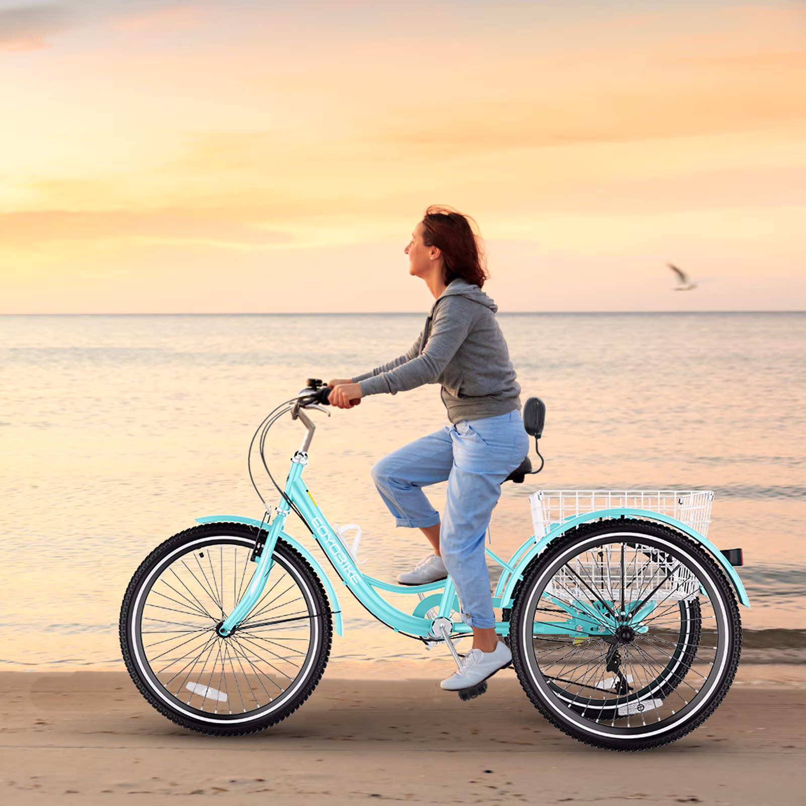 Lilypelle Adult Tricycles 7 Speed 20/24/26 Inch Three Wheel Bike Cruiser Trike with Low-Step Through Frame/Large Basket for Men, Women, Seniors - Image 2