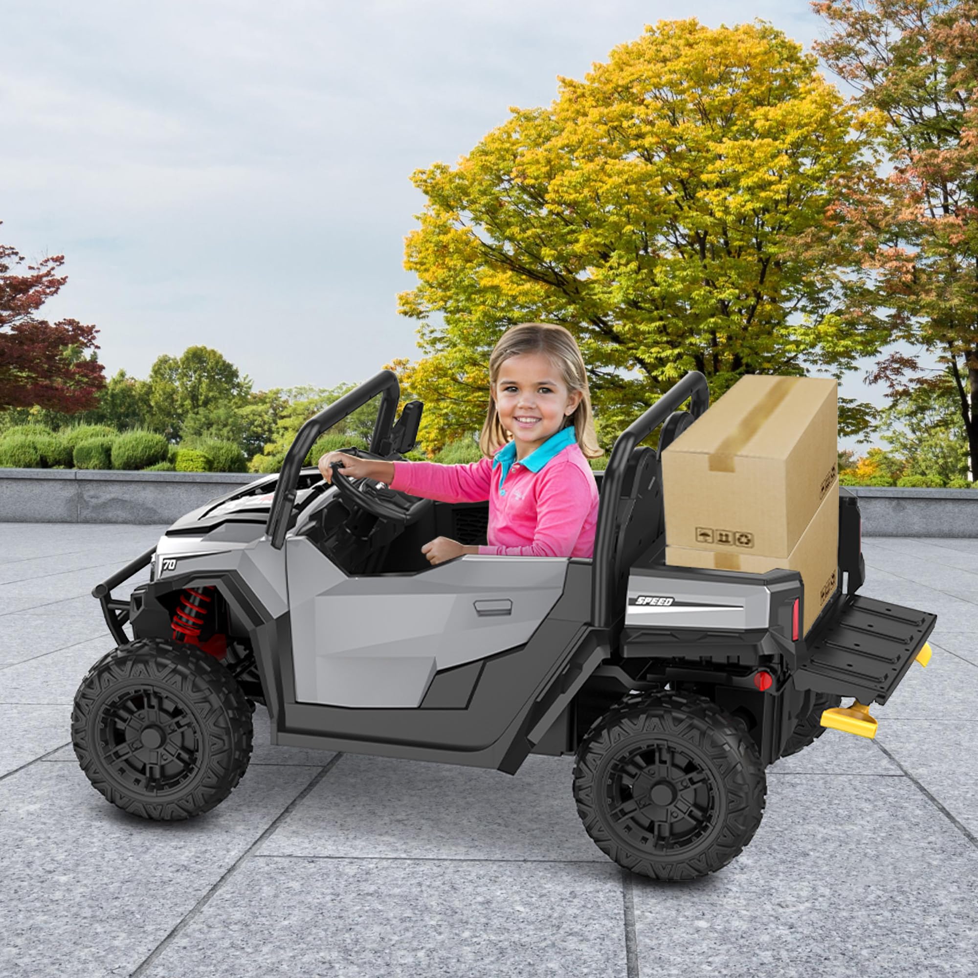 Litake Ride On Dump Truck, 24V Ride On Car with Remote Control, Electric Dump Bed and Extra Shovel, Ride On Tractors Car with Music Player, Key Start for Safety, Gift for Kids - Image 5