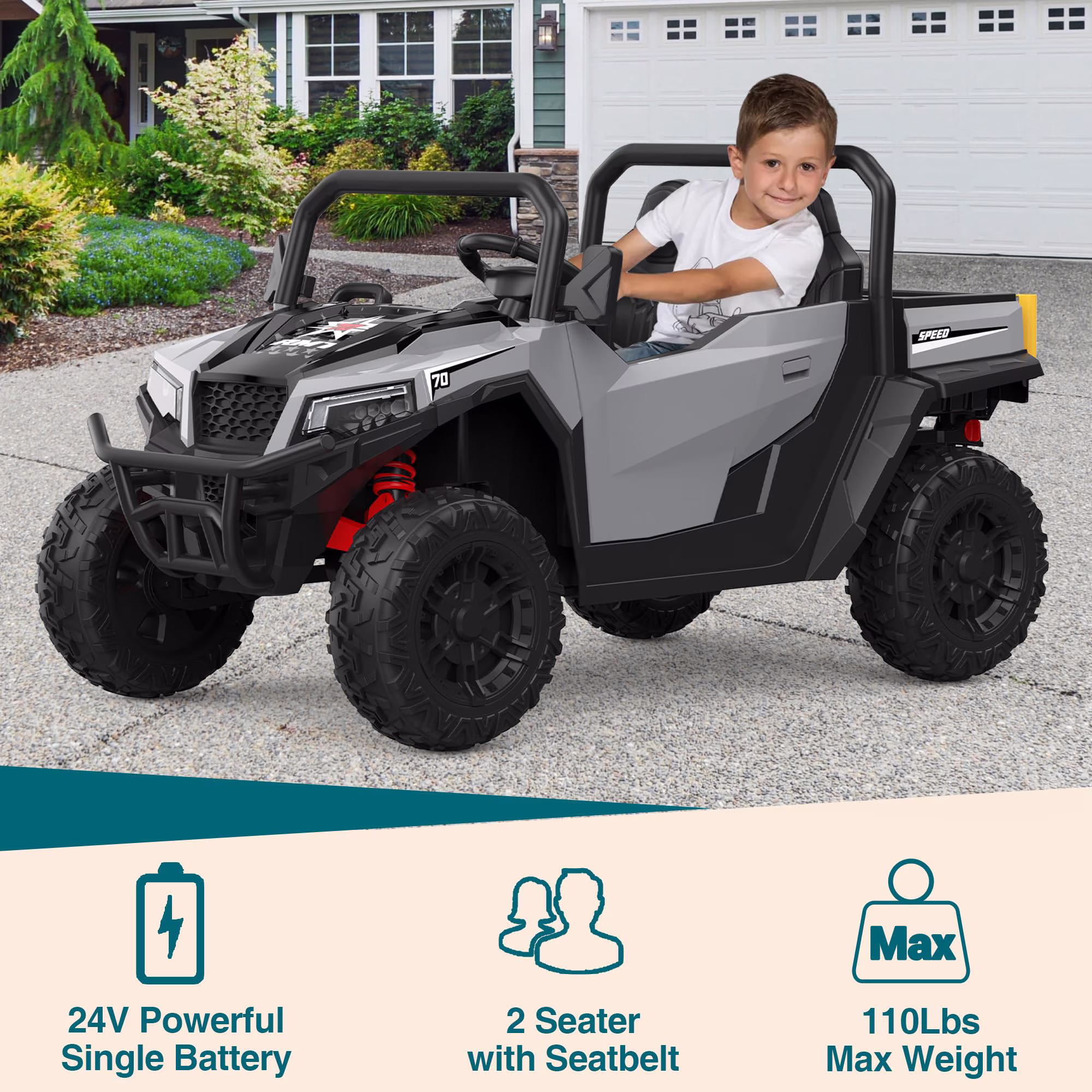 Litake Ride On Dump Truck, 24V Ride On Car with Remote Control, Electric Dump Bed and Extra Shovel, Ride On Tractors Car with Music Player, Key Start for Safety, Gift for Kids - Image 2
