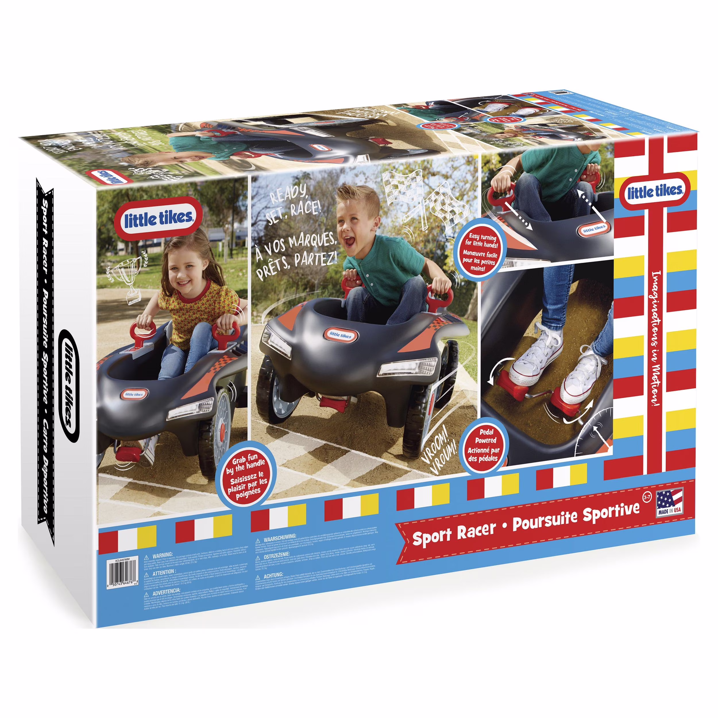 Little Tikes Jett Car Racer Ride on Pedal Car, Black and Red, Dual Handle Rear Wheel Steering, Kids Ages 3 to 7 - Image 2