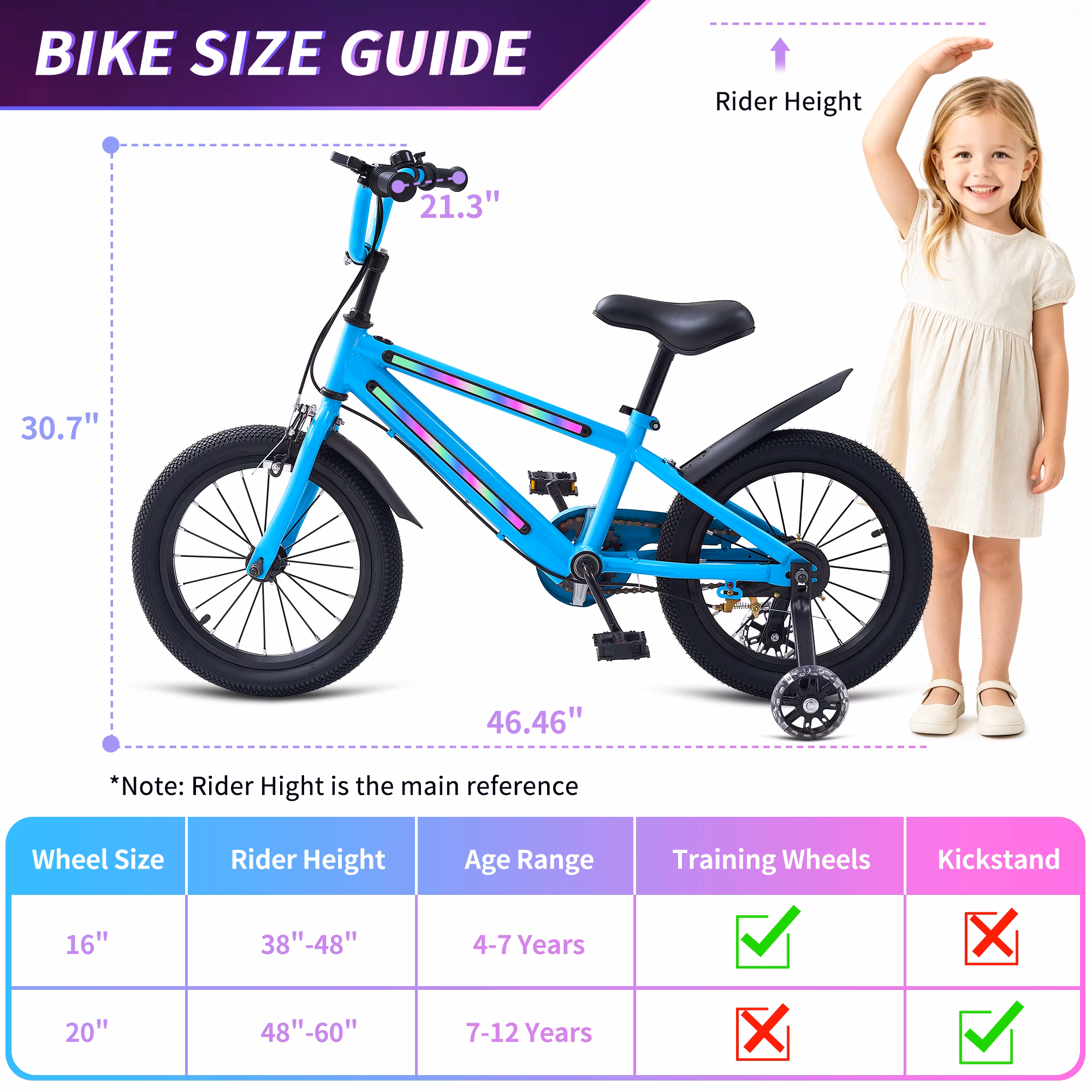 ICEELF 16 Inch Light Up Kids Bike with Rainbow Frame & Wheel Lights, Toddler Bicycle with Training Wheels for Boys Girls Ages 4 - Image 5
