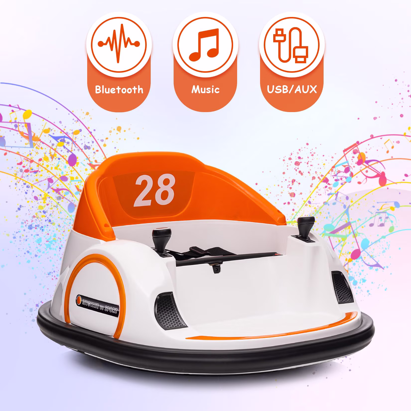 Luku 12V Kids Ride-On Bumper Car with Remote Control, 360° Spin, LED Lights, Music, USB Port, Battery Indicator, Dual Joysticks, for Toddlers & Children - Image 3