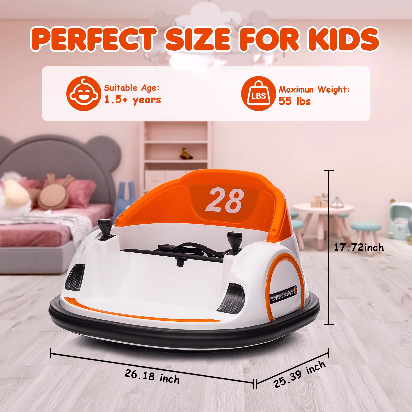 Luku 12V Kids Ride-On Bumper Car with Remote Control, 360° Spin, LED Lights, Music, USB Port, Battery Indicator, Dual Joysticks, for Toddlers & Children - Image 4