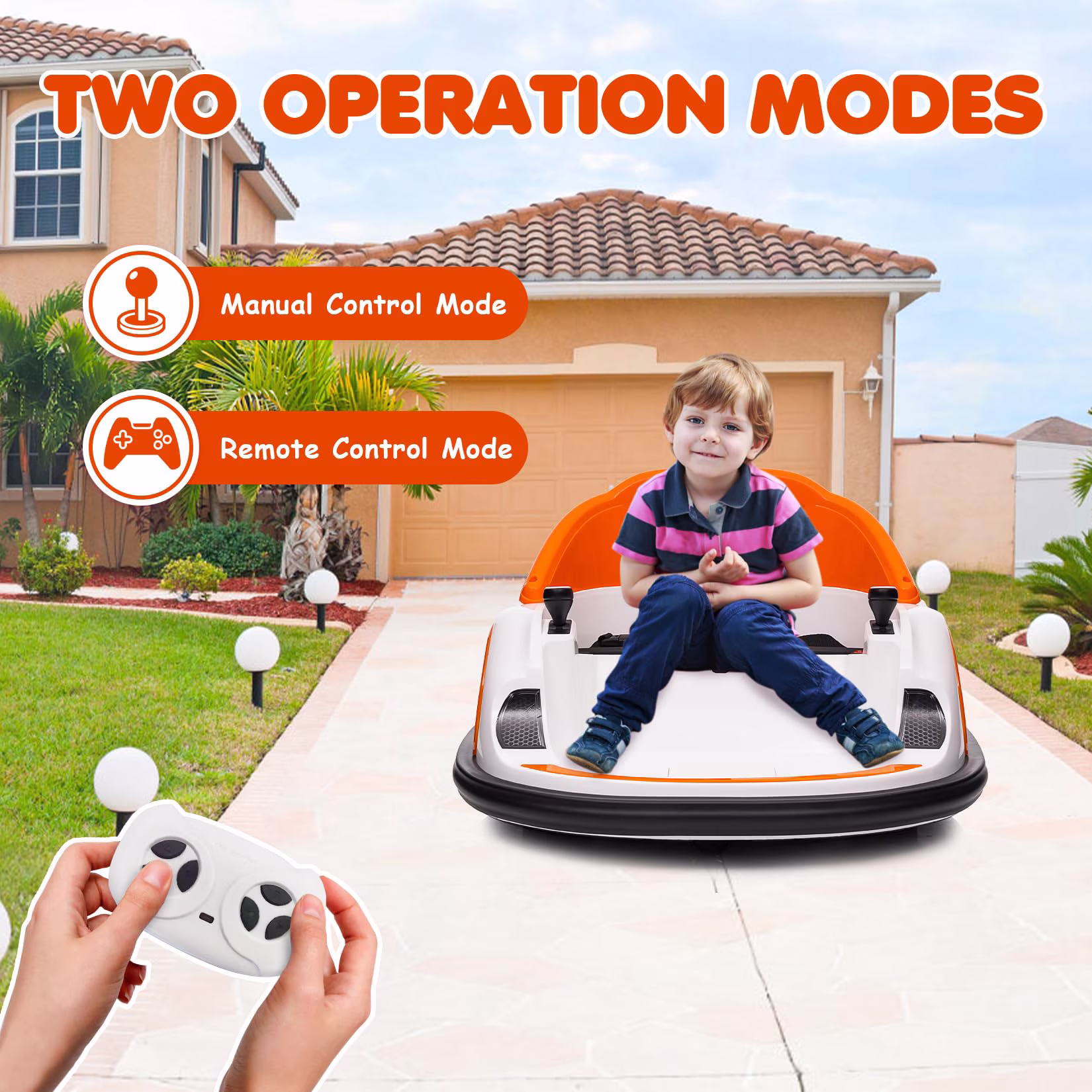 Luku 12V Kids Ride-On Bumper Car with Remote Control, 360° Spin, LED Lights, Music, USB Port, Battery Indicator, Dual Joysticks, for Toddlers & Children - Image 2