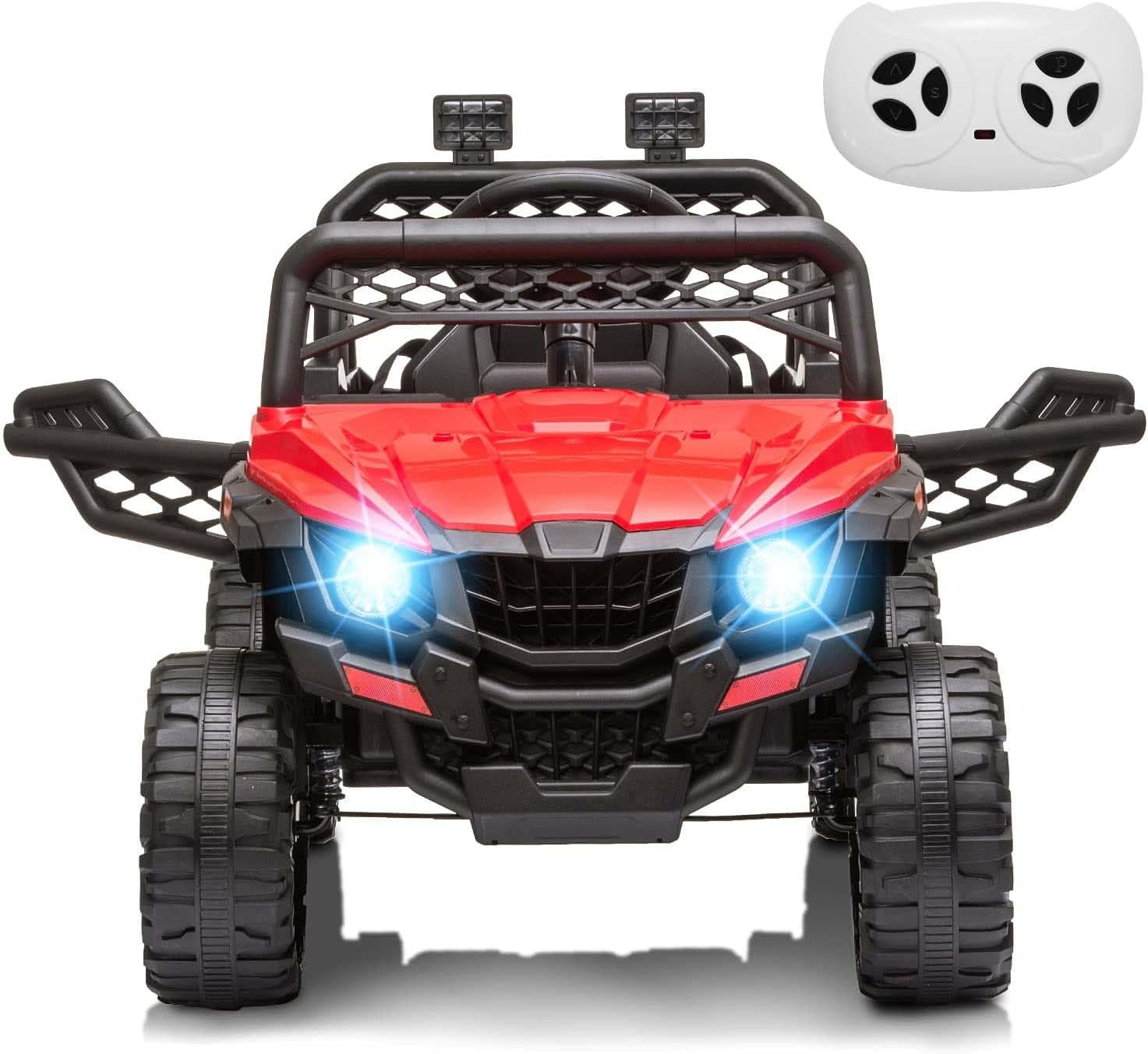 M optimized 12V Kids Ride On Car Truck w/Parent Remote Control, Spring Suspension, LED Lights, AUX Port, Music, 1.8-3.7 MPH for Boys Girls Aged 3