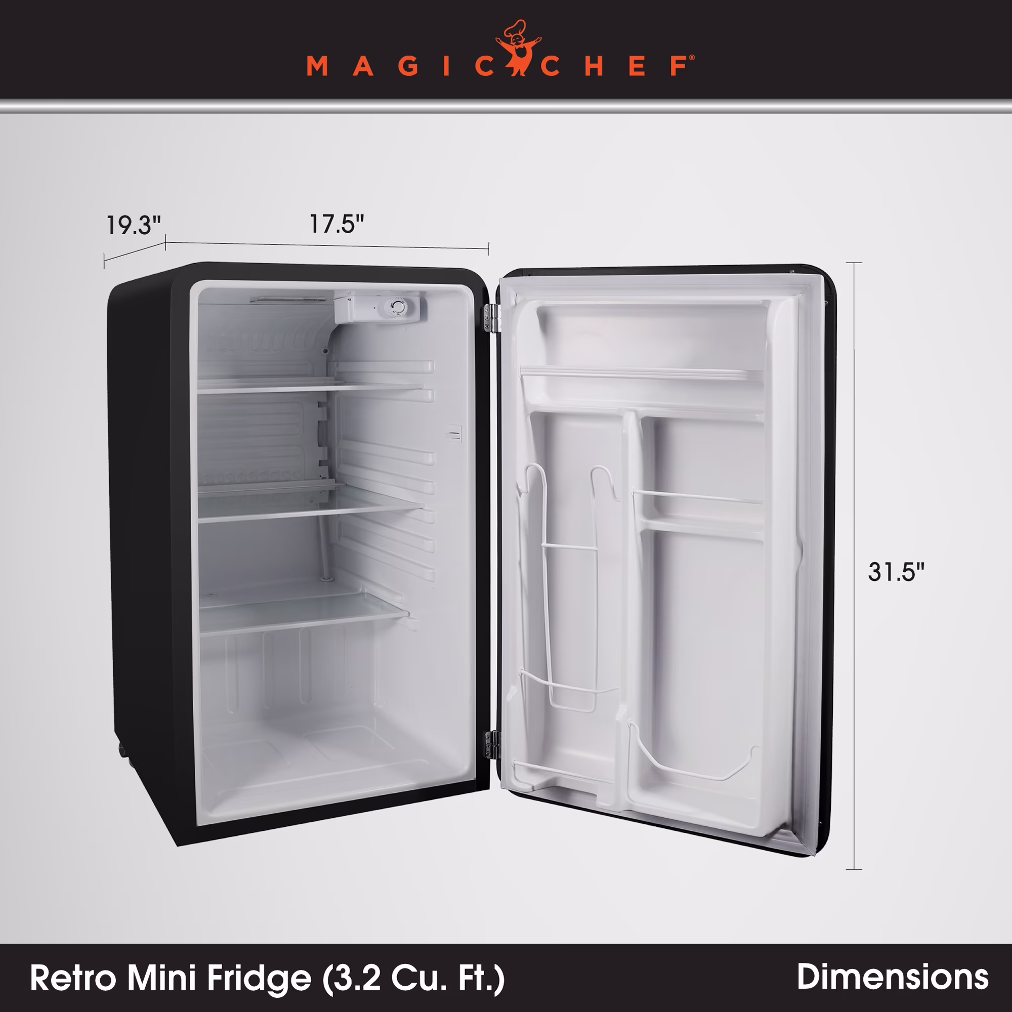 Magic Chef 3.2 cu. ft. Retro Mini Refrigerator in Black without Freezer in Black - Image 3