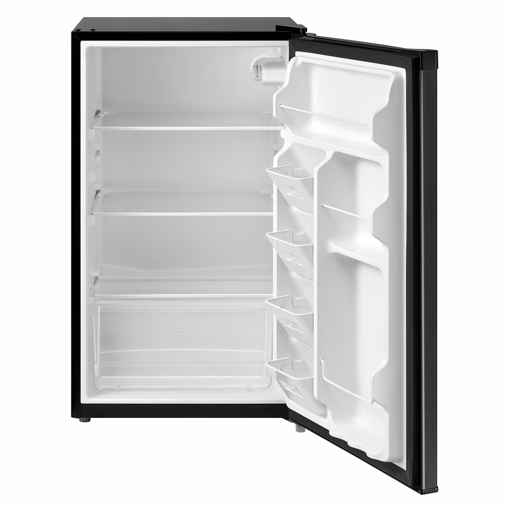 Mainstays 4.4 cu ft Compact Refrigerator, Single Door Mini Fridge, Stainless Steel Look - Image 2