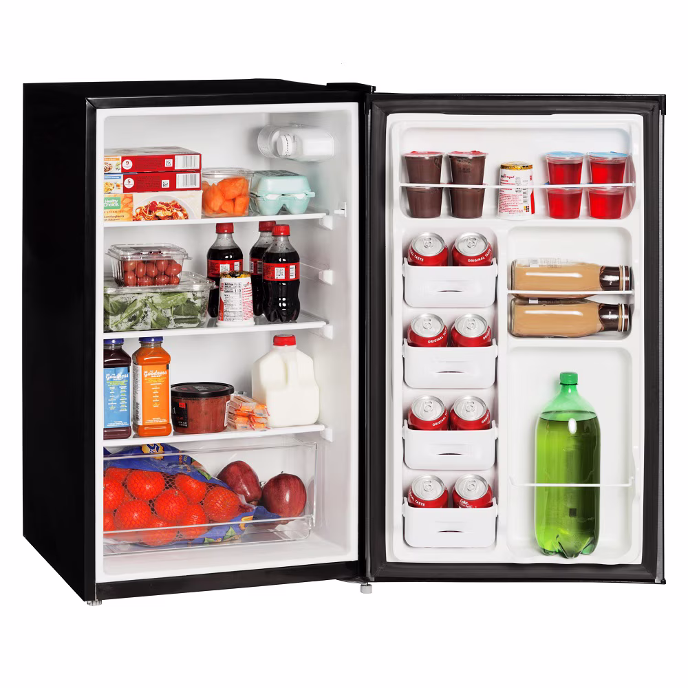 Mainstays 4.4 cu ft Compact Refrigerator, Single Door Mini Fridge, Stainless Steel Look - Image 5