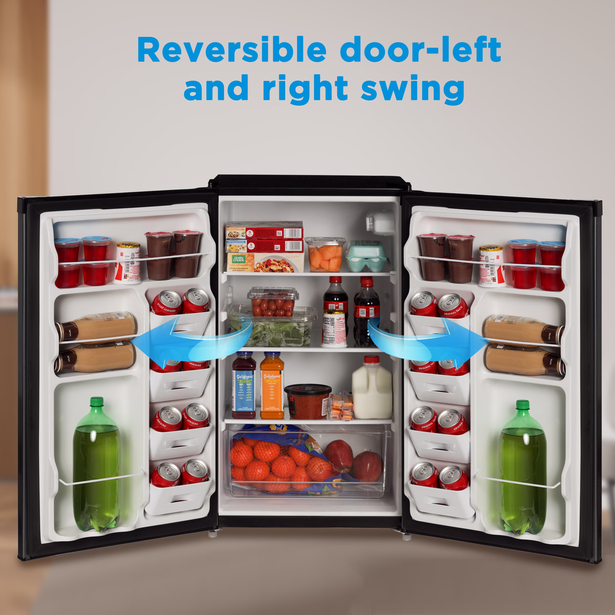 Mainstays 4.4 cu ft Compact Refrigerator, Single Door Mini Fridge, Stainless Steel Look - Image 3