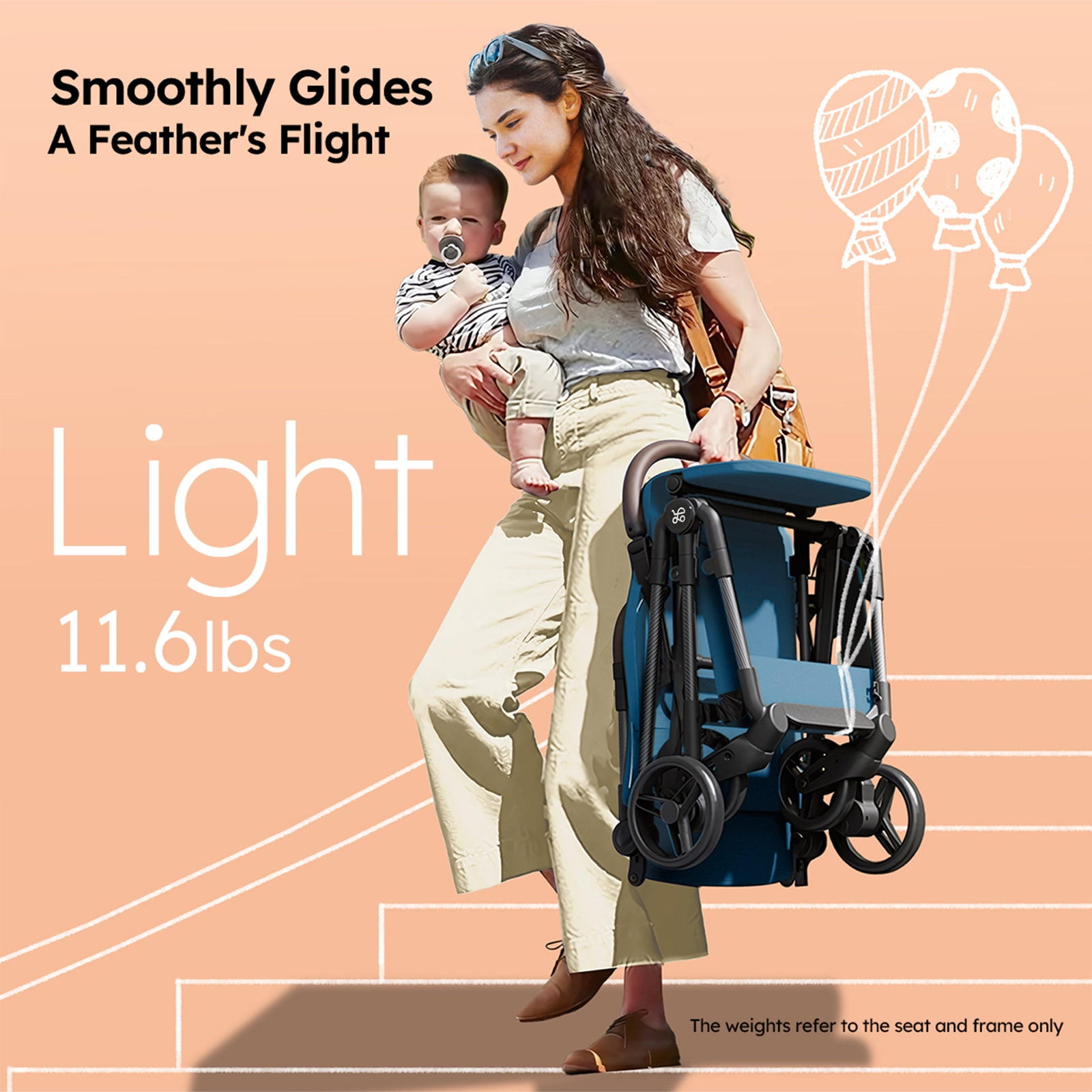 Mamazing Baby Stroller Ultra Air Lightweight Foldable Carbon Fiber Travel Stroller Toddler Infant - Image 5