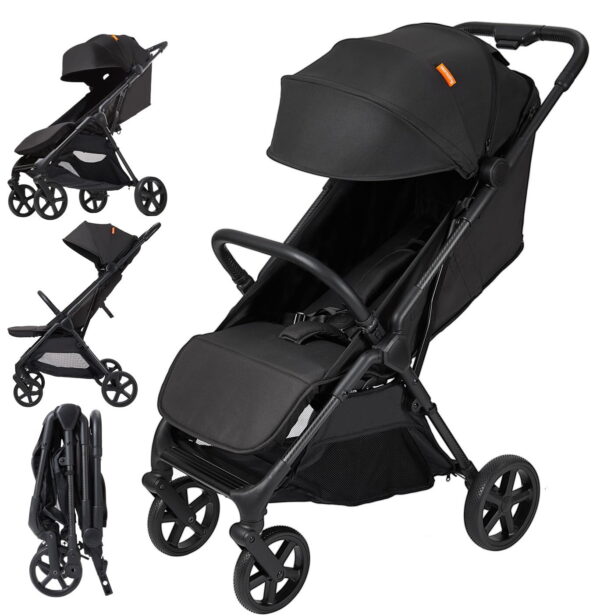 Mamazing Baby Stroller,Air Lite Carbon Fiber Lightweight Foldable Compact Travel Stroller for Newborn Infant Toddler,Black