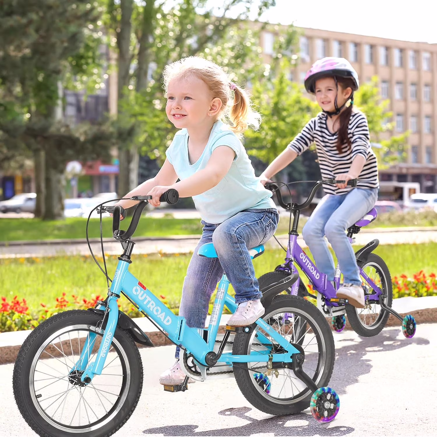 Marknig 14" 16" 18" Folding Kids Bike with Removable Training Wheels, Children's Bicycle for Boys & Girls Ages 3-9 Years, Easy-Storage Toddler Bike - Image 3