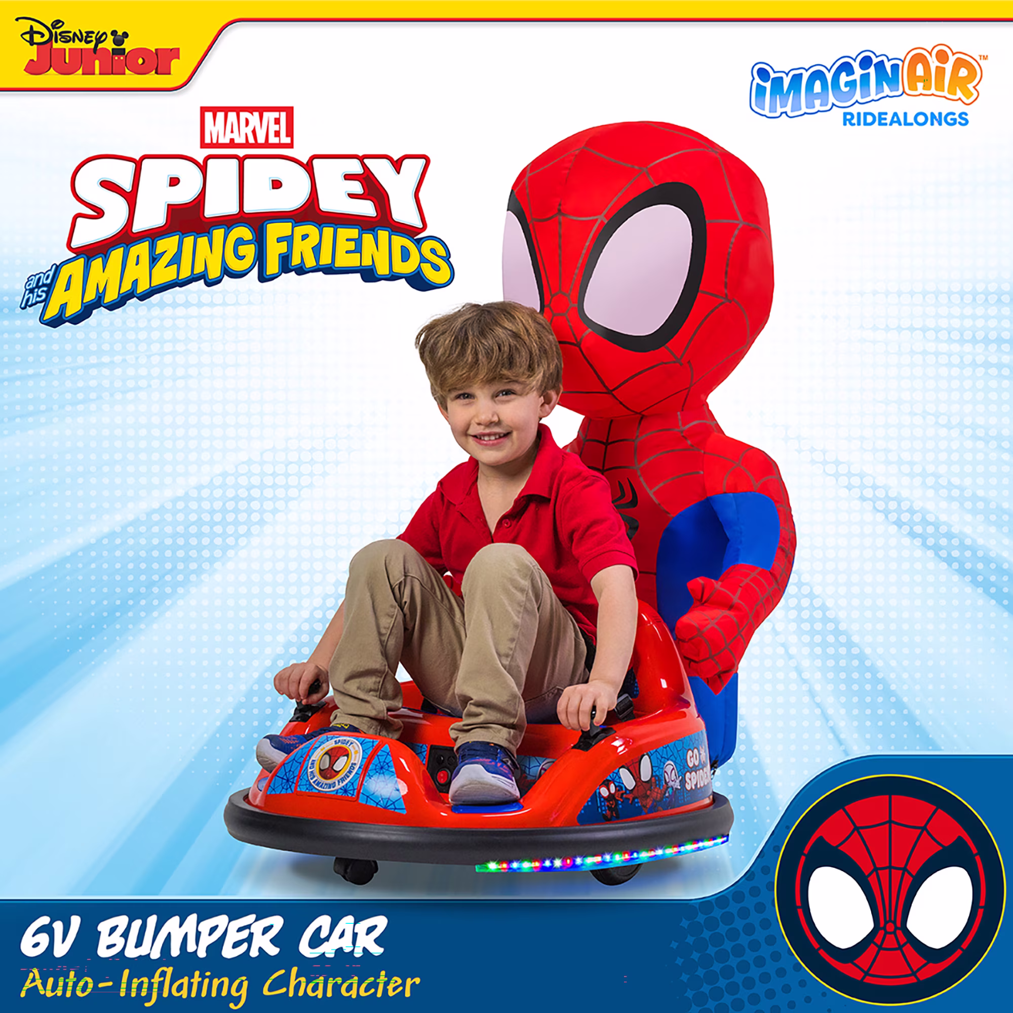 Marvel Spider-Man Spidey ImaginAir 6V Powered Ride-On Bumper Car with Inflatable Character - Image 2