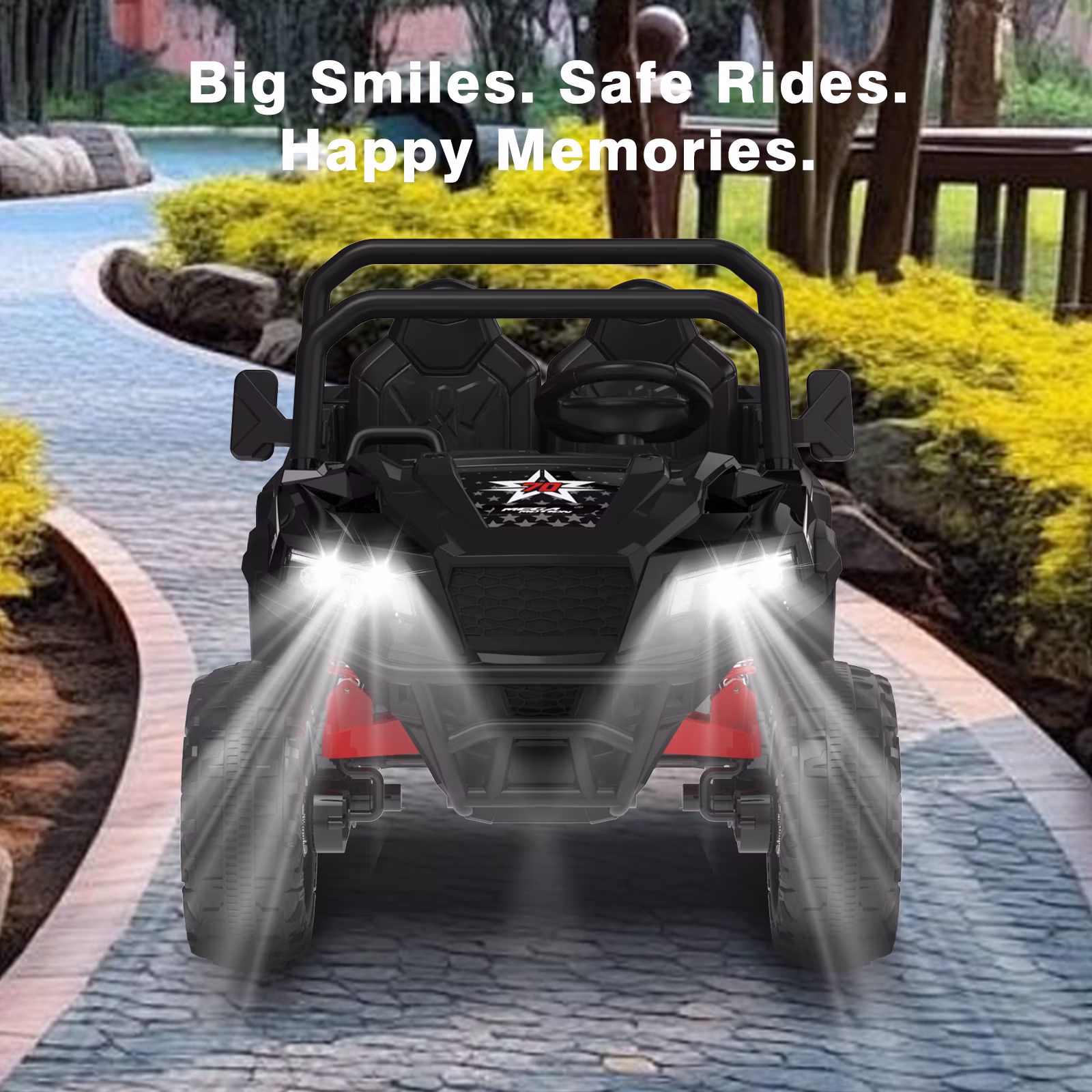 Mega Motion 24V Kids Electric Ride-On UTV Truck with 4WD, Dump Bed, 2 Seats, LED Lights, Music, Remote Control, Shovel, for Boys & Girls - Image 2