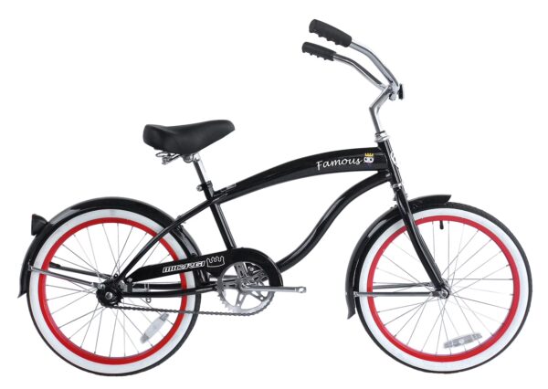 Micargi 20 In. Famous Kid's Size Bike Cruiser, Black, White and Red