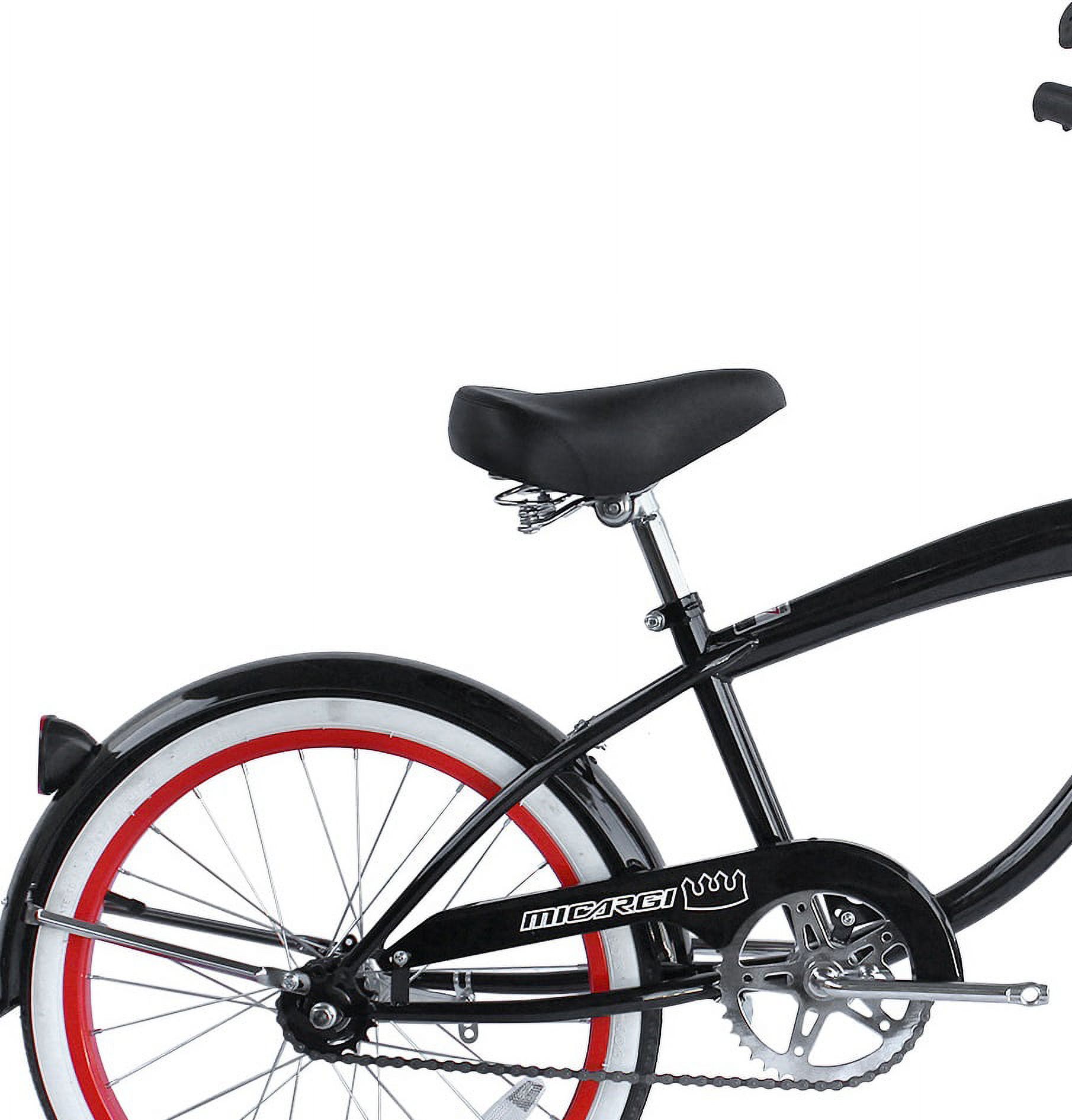 Micargi 20 In. Famous Kid's Size Bike Cruiser, Black, White and Red - Image 2