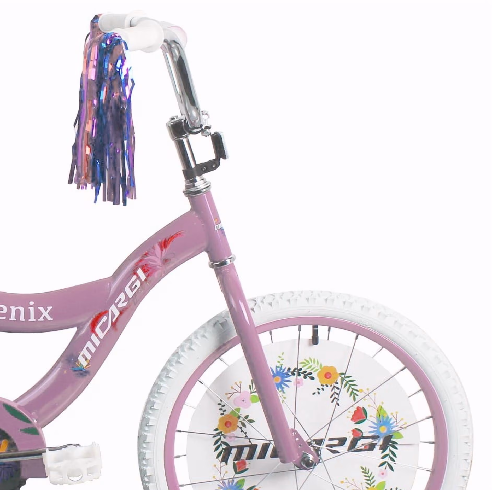 Micargi 20" Inch Girls Bike BMX S-Type Frame Coaster Brake One Piece Crank White Tire Pink Bicycle - Image 3