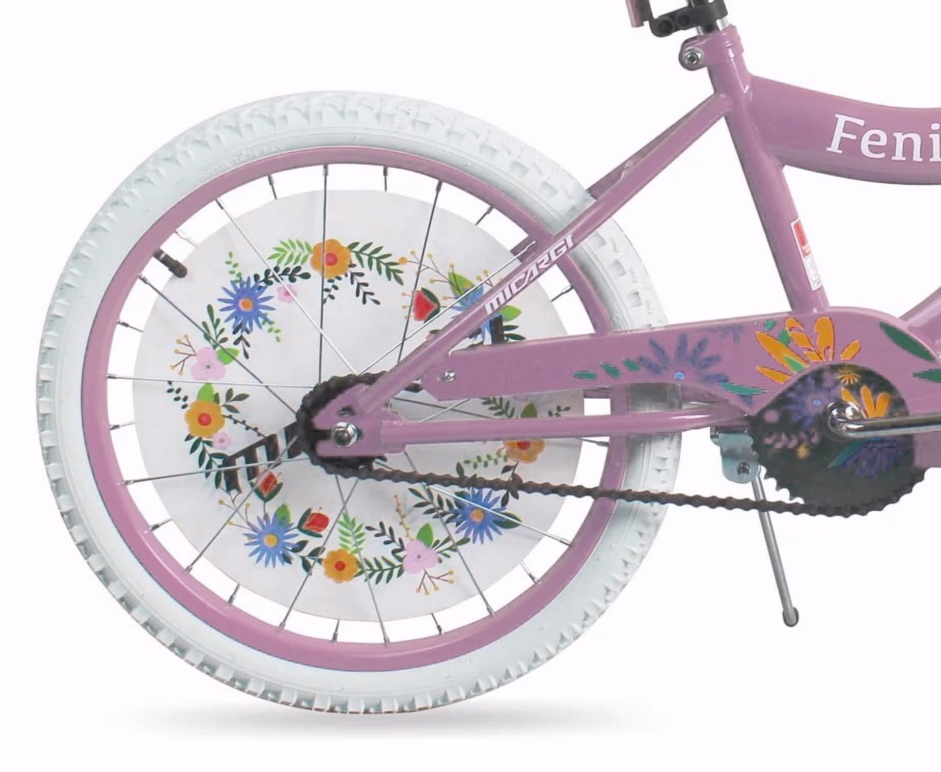 Micargi 20" Inch Girls Bike BMX S-Type Frame Coaster Brake One Piece Crank White Tire Pink Bicycle - Image 2