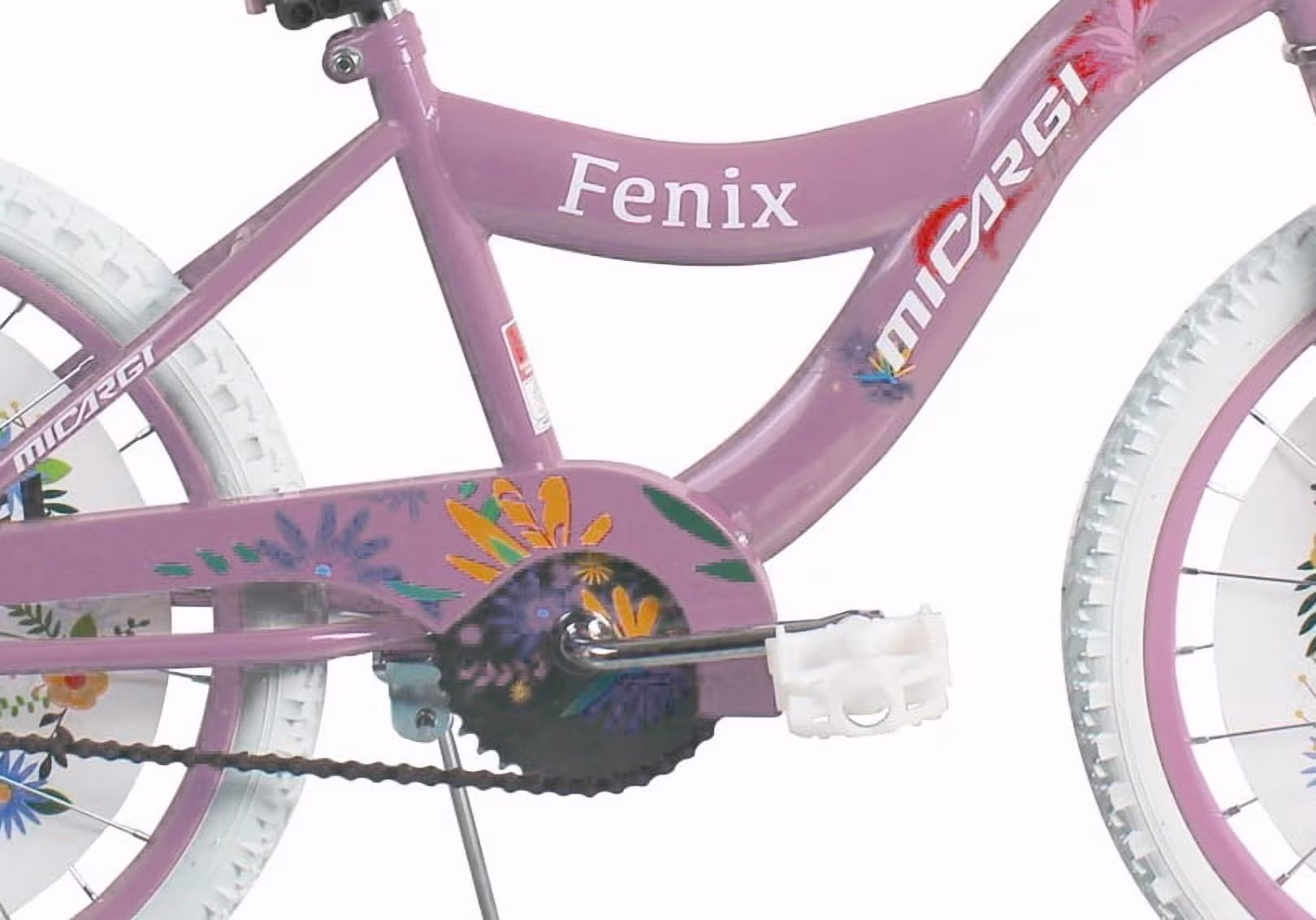 Micargi 20" Inch Girls Bike BMX S-Type Frame Coaster Brake One Piece Crank White Tire Pink Bicycle - Image 4