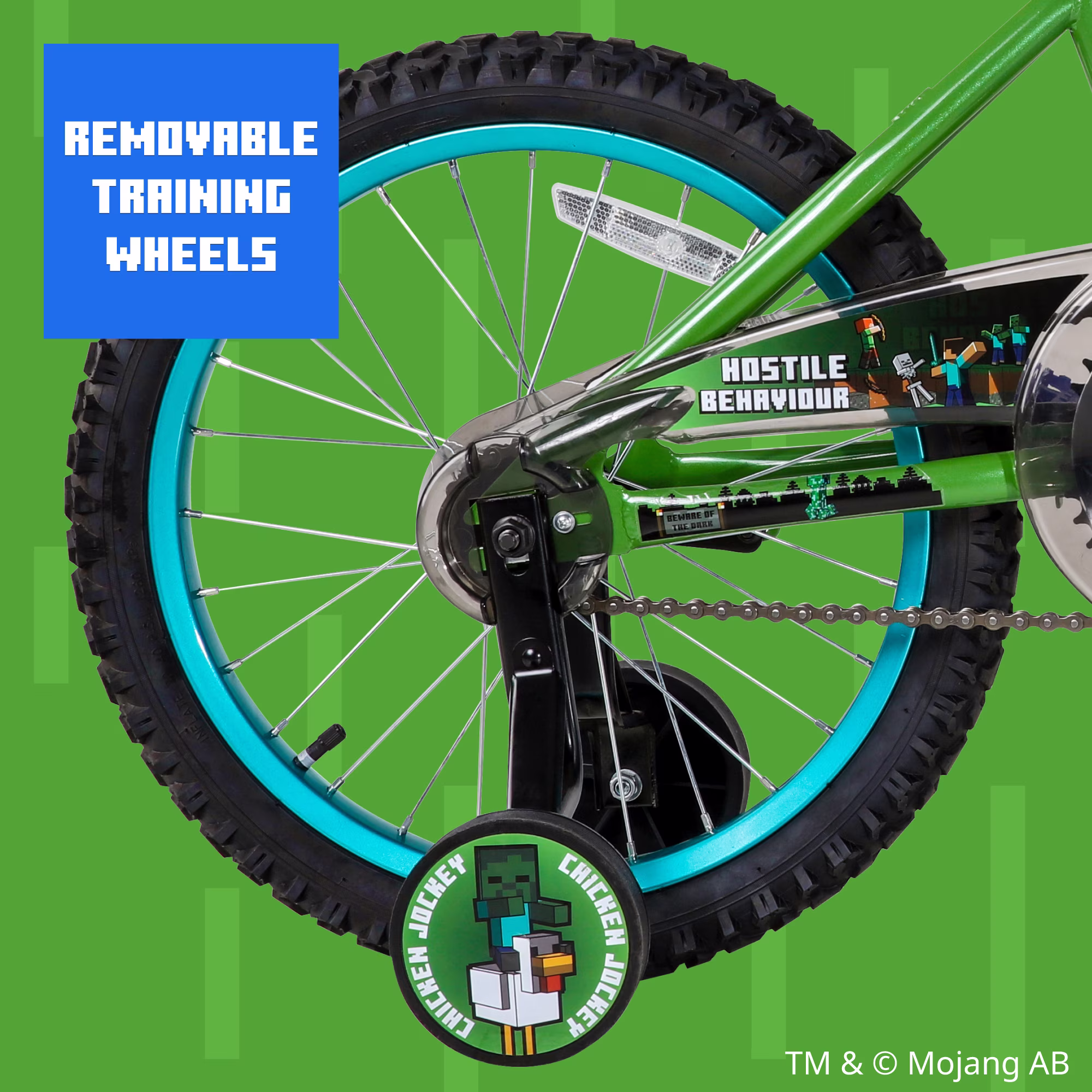 Minecraft 18" Boys Bike by Dynacraft, for Ages 6-9 Years, 42"-53" Tall, Green, 1-Count - Image 4
