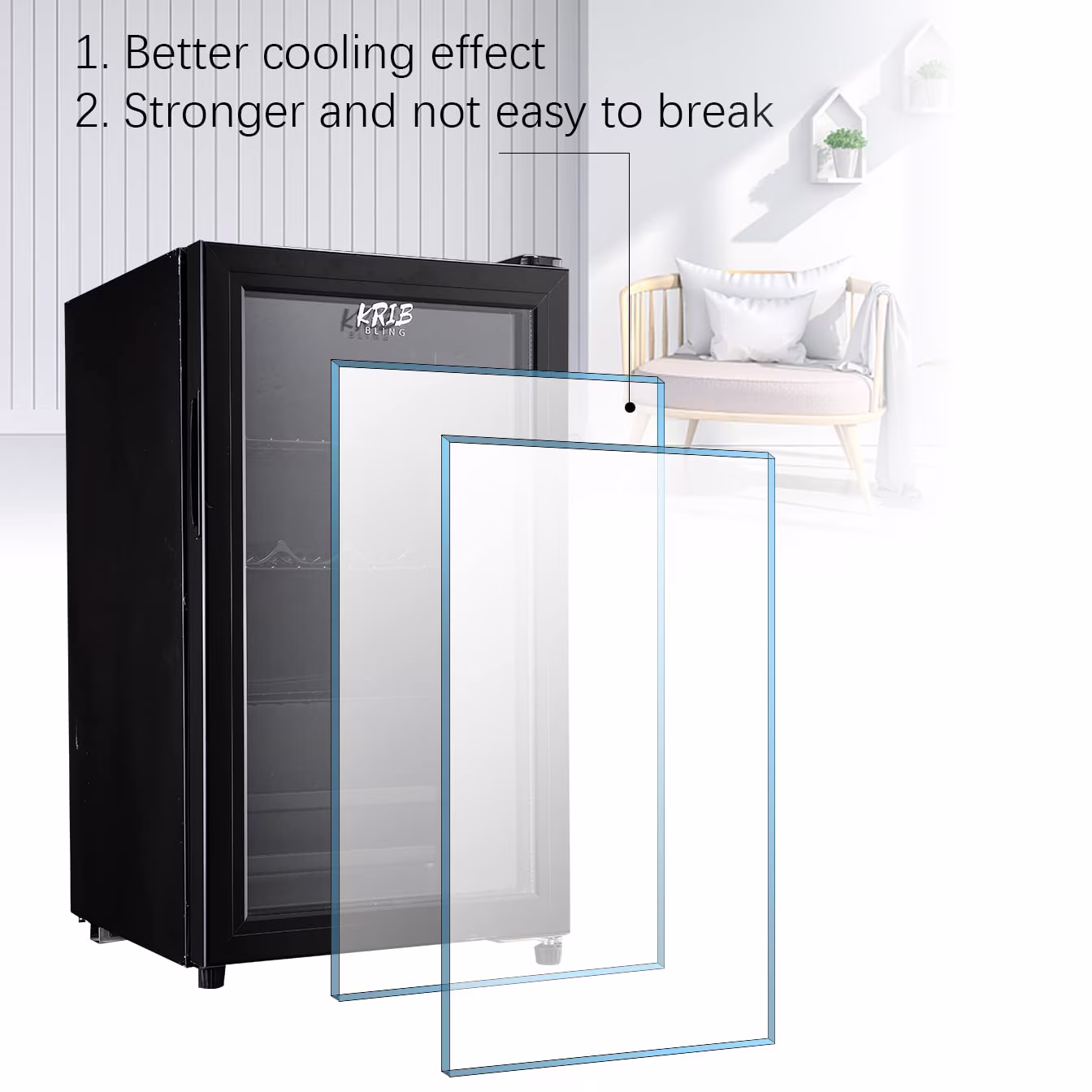 Mini Fridge 120 Can Beverage Refrigerator Cooler, 3.2 Cu.Ft Drink Fridge for Soda Wine Beer, Adjustable Temperature,Black - Image 5
