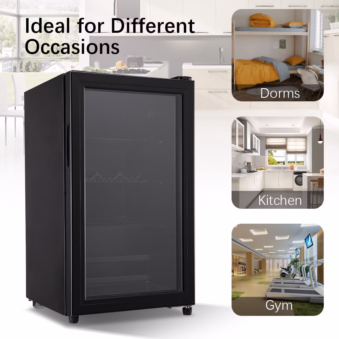 Mini Fridge 120 Can Beverage Refrigerator Cooler, 3.2 Cu.Ft Drink Fridge for Soda Wine Beer, Adjustable Temperature,Black - Image 3