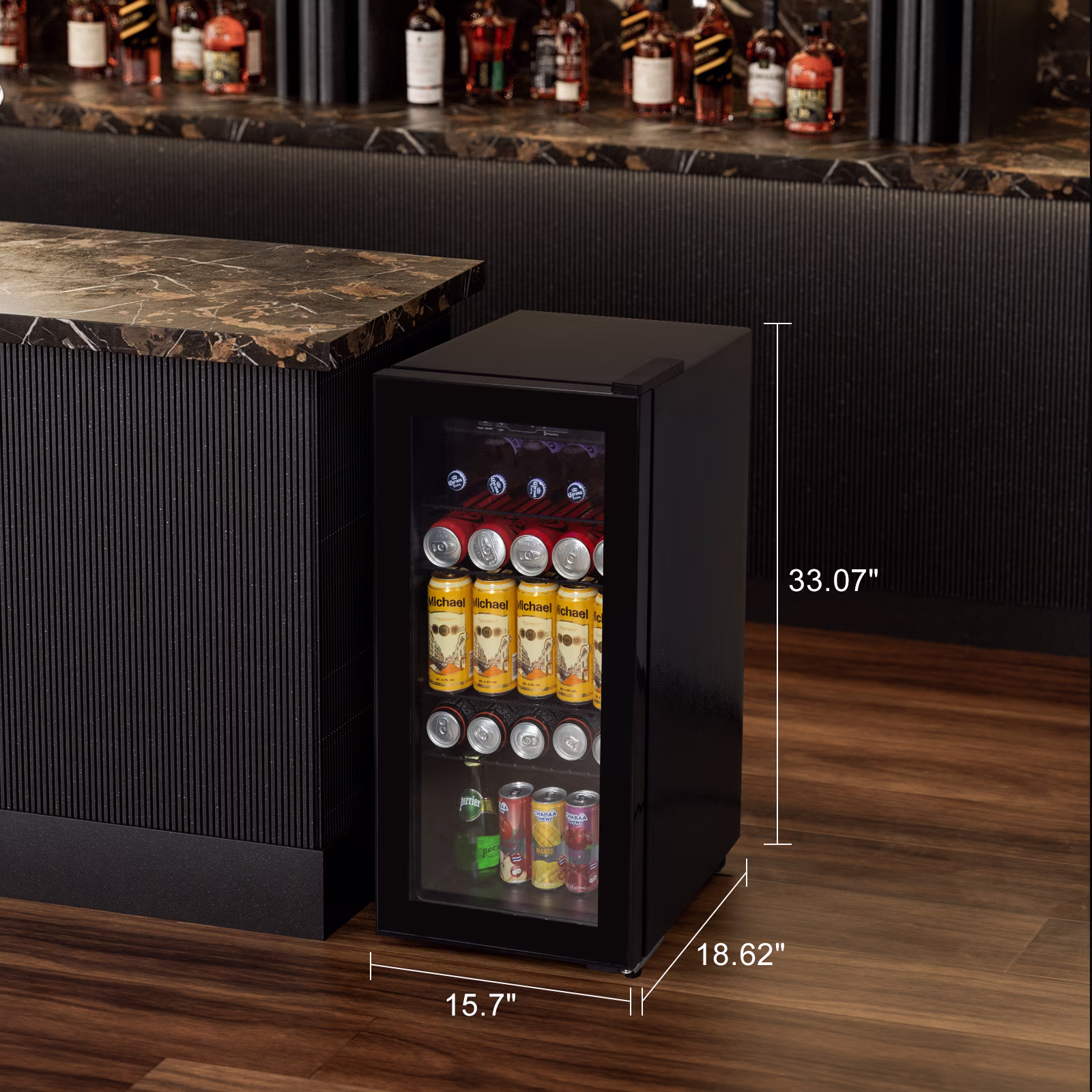 Mini Fridge 135 Can Beverage Refrigerator Cooler, 3.5 Cu.Ft Drink Fridge for Soda Wine Beer with Adjustable Removable Shelving for Home, Bar, Office,Black - Image 3