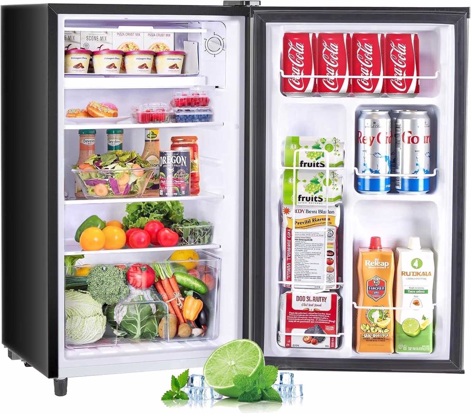 Mini Fridge 3.2 Cu. ft Single Door, 5 Star Efficient, Low Noise, 5 Adjustable Thermostat & Removable Glass Shelves, Silver